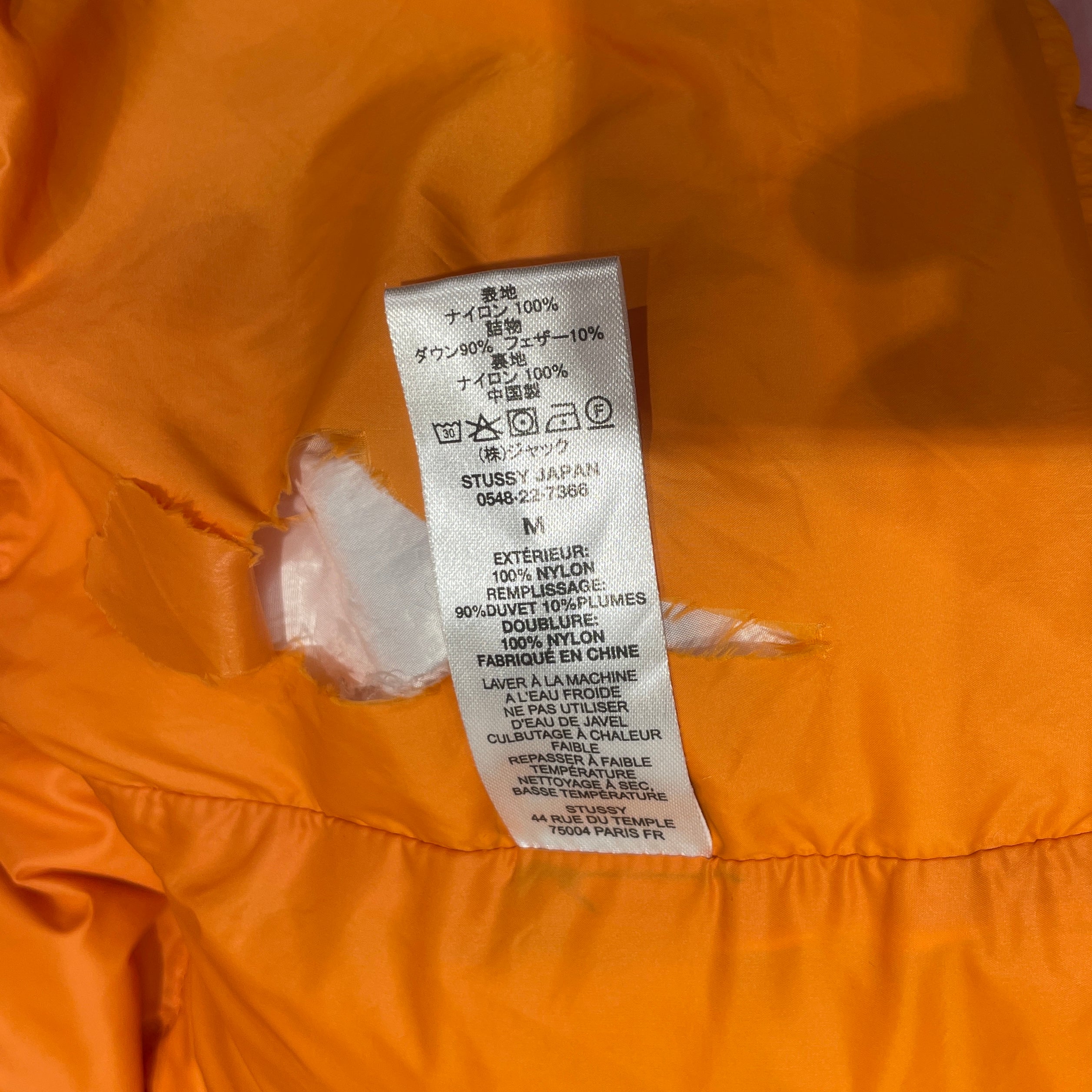 STUSSY/Puffer Jkt/M/Polyester/ORN/DOWN PUFFER view 3