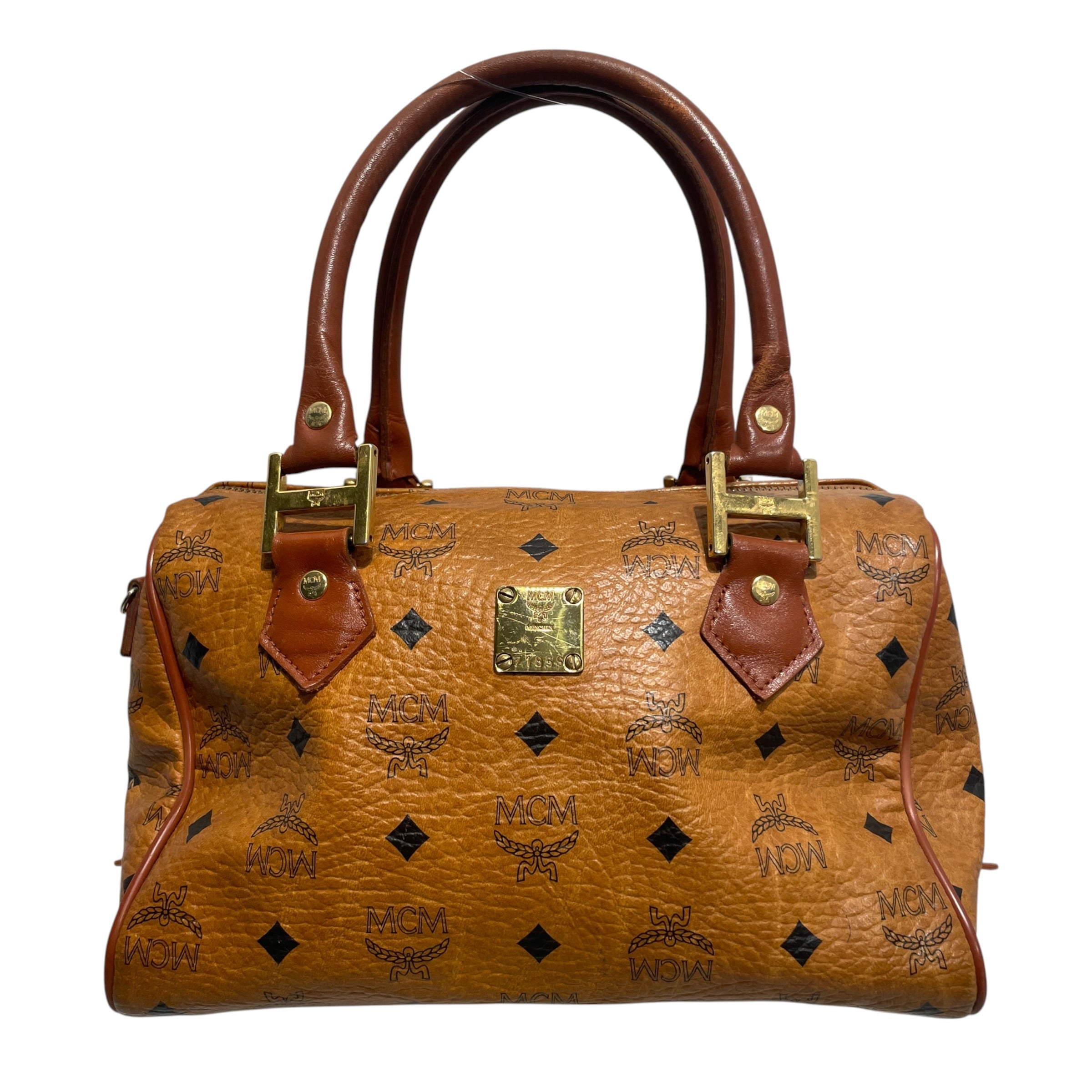 MCM/Hand Bag/Monogram/Leather/BRW/Cognac Visetos Boston Bag view 1