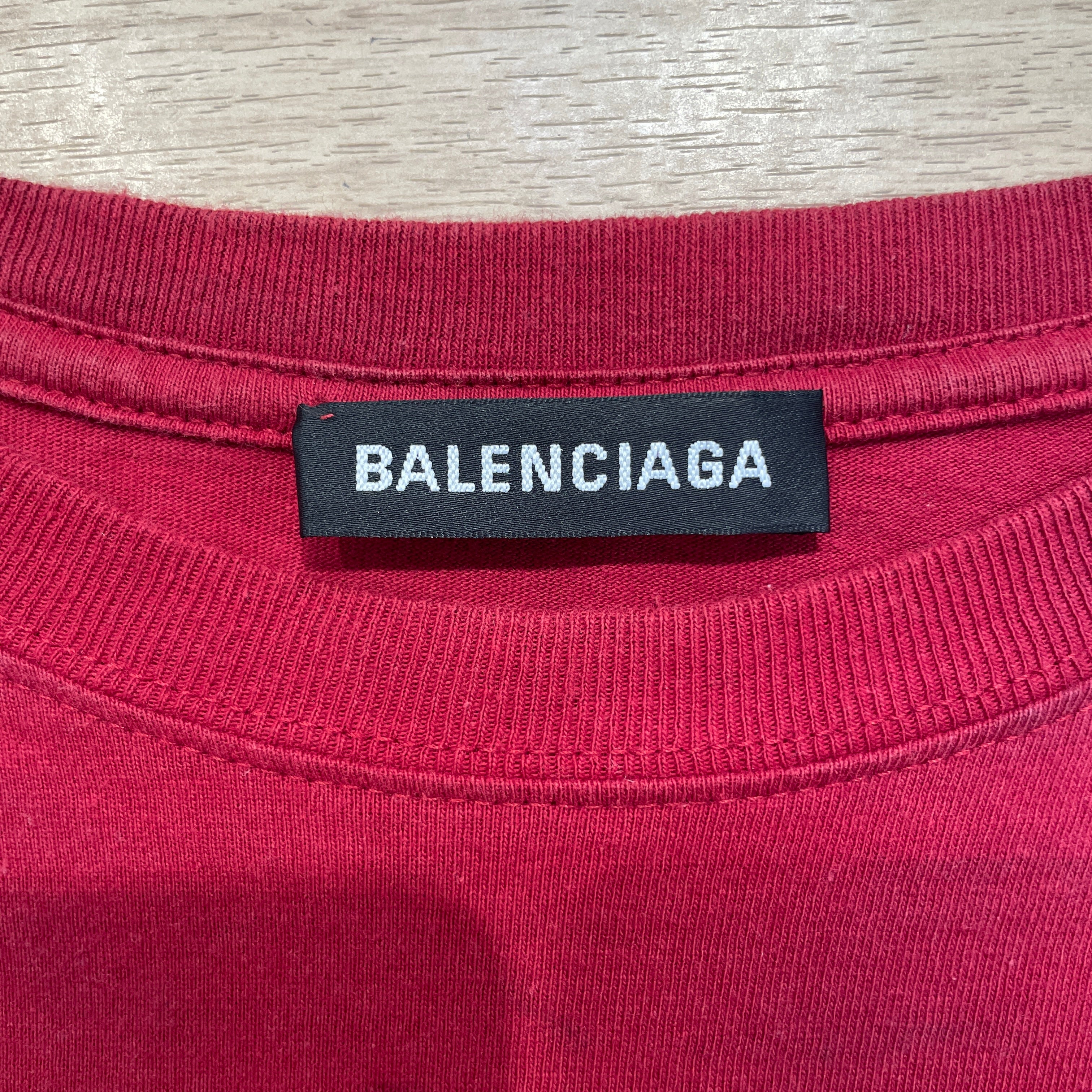 BALENCIAGA/T-Shirt/M/Cotton/RED/High Neck/ view 4