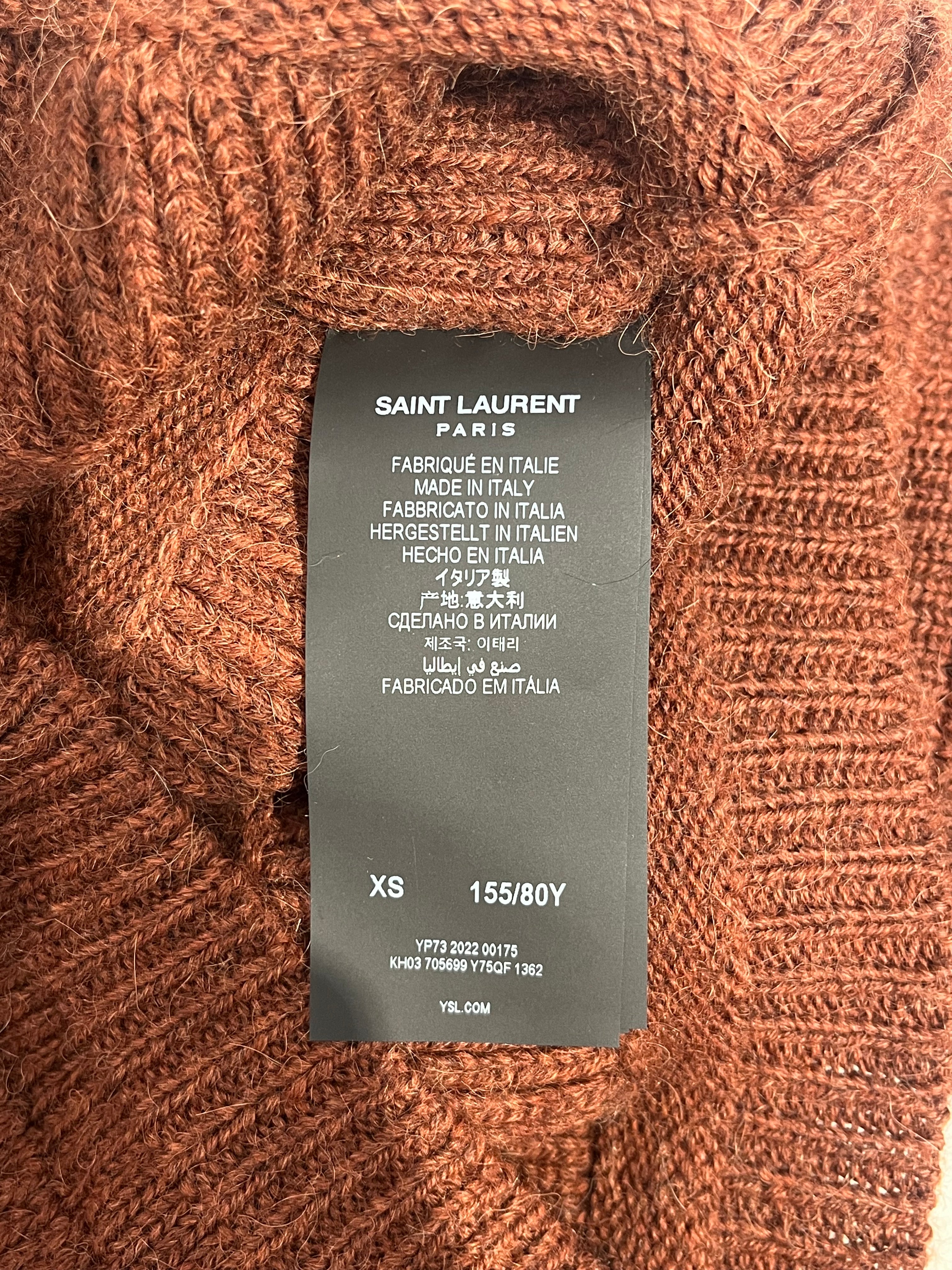 SAINT LAURENT/Sweater/XS/Alpaca/ORN/Turtle Neck/OVERSIZE-CROPPED-50% WOOL view 4