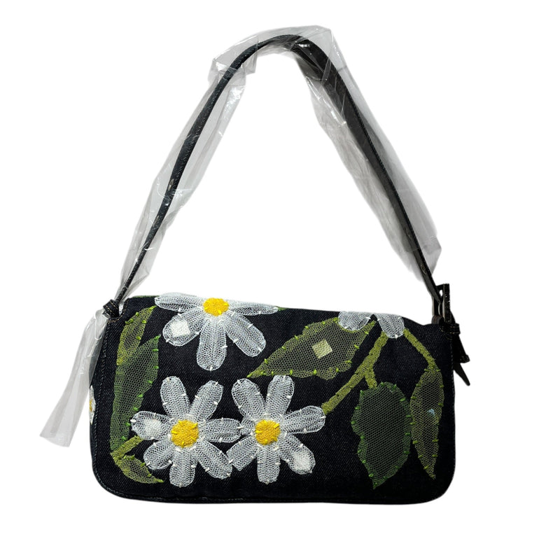 FENDI/Hand Bag/Floral Pattern/Denim/IDG/Mesh Flowers & Sequins