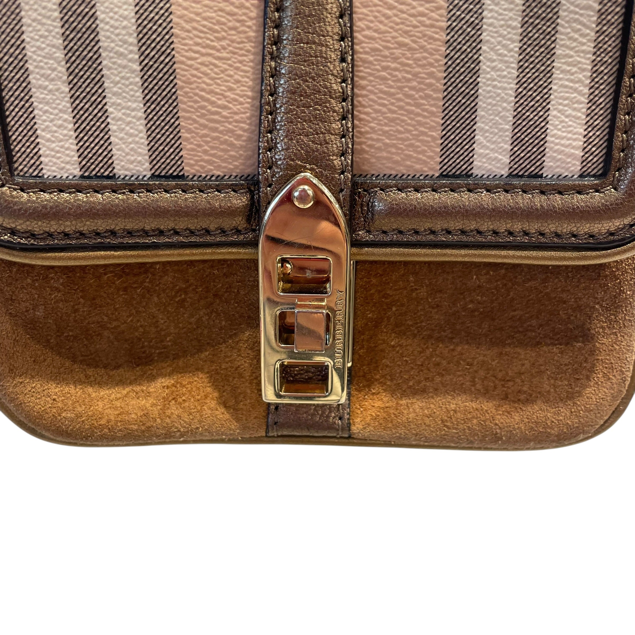 BURBERRY/Cross Body Bag/Plaid/Suede/BEG/Haymarket CrossBody view 6