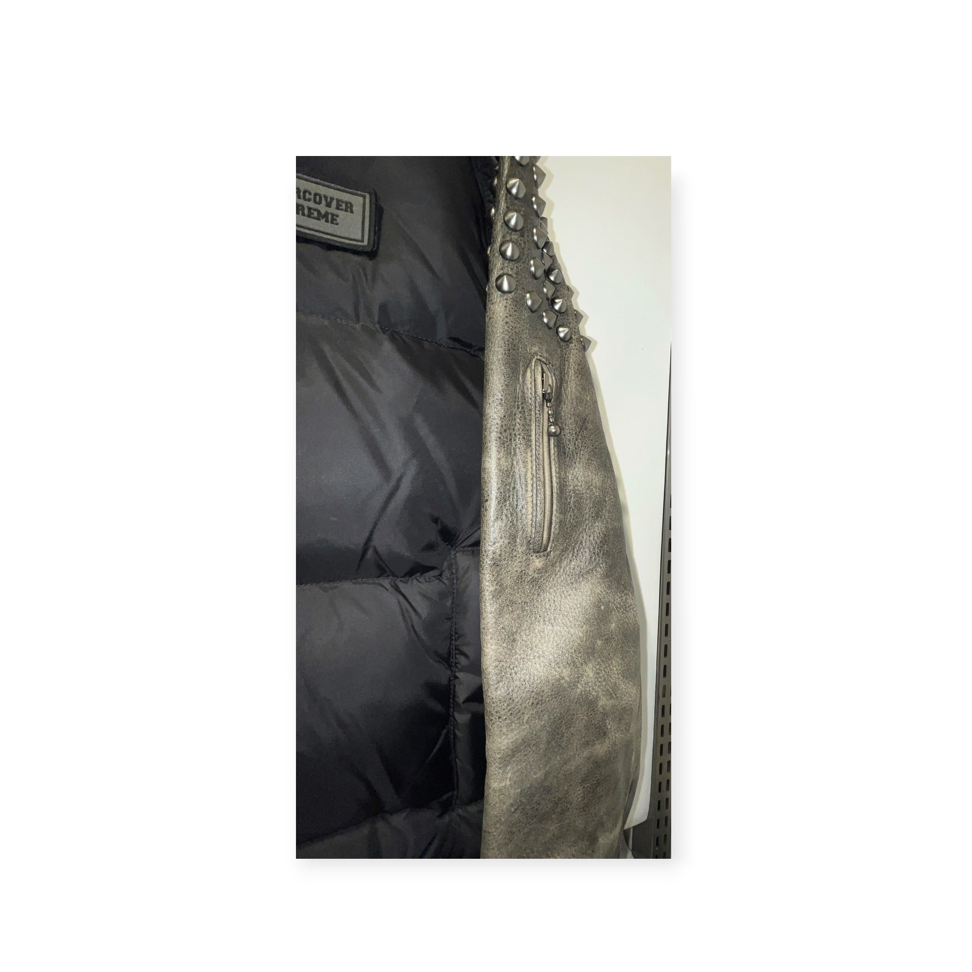 Supreme/UNDERCOVER/Puffer Jkt/L/Nylon/BLK/LEATHER SLEEVE PUFFER view 3