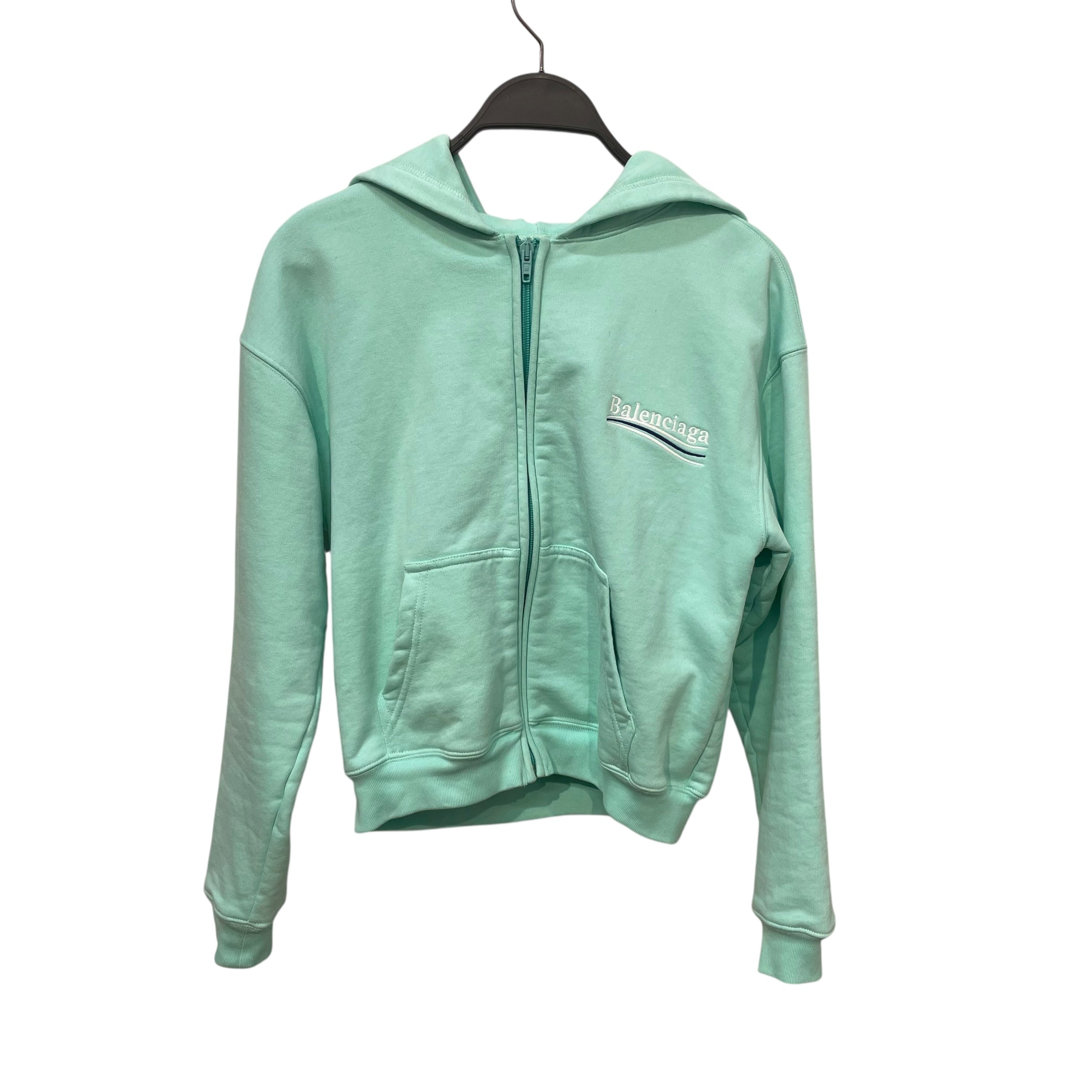 BALENCIAGA/Zip Up Hoodie/XS/Graphic/Cotton/GRN/political hoodie view 1