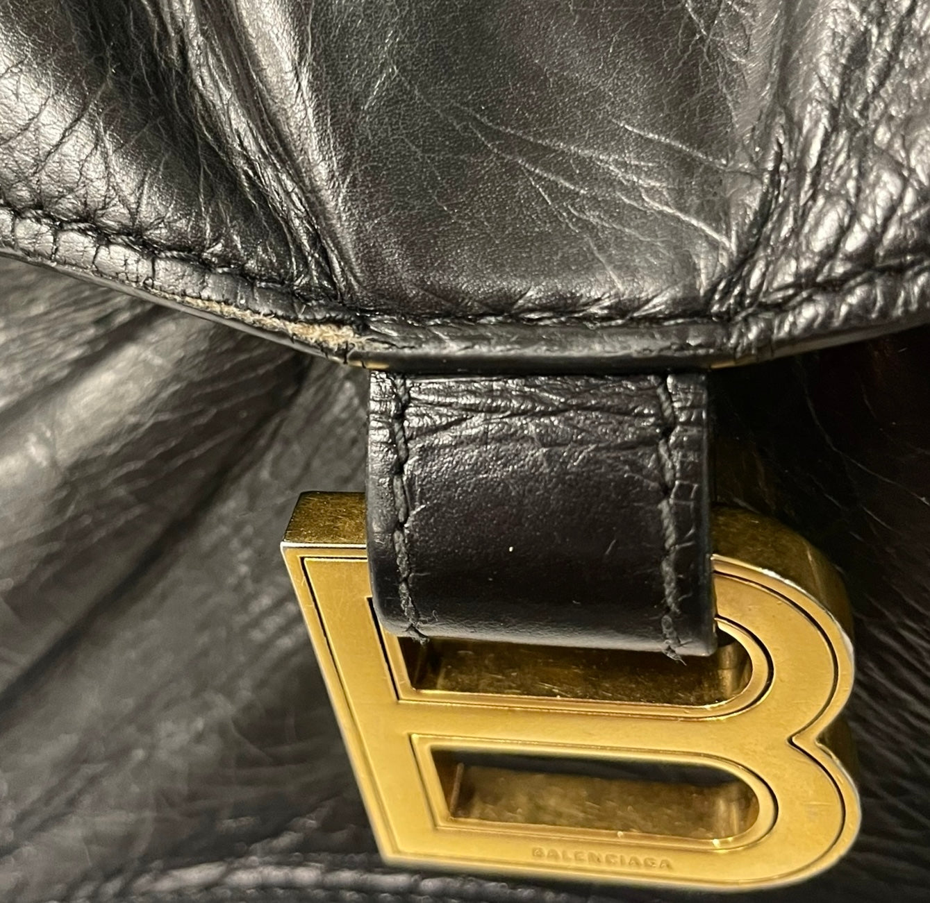 BALENCIAGA/Bag/Leather/BLK/crushed leather view 7