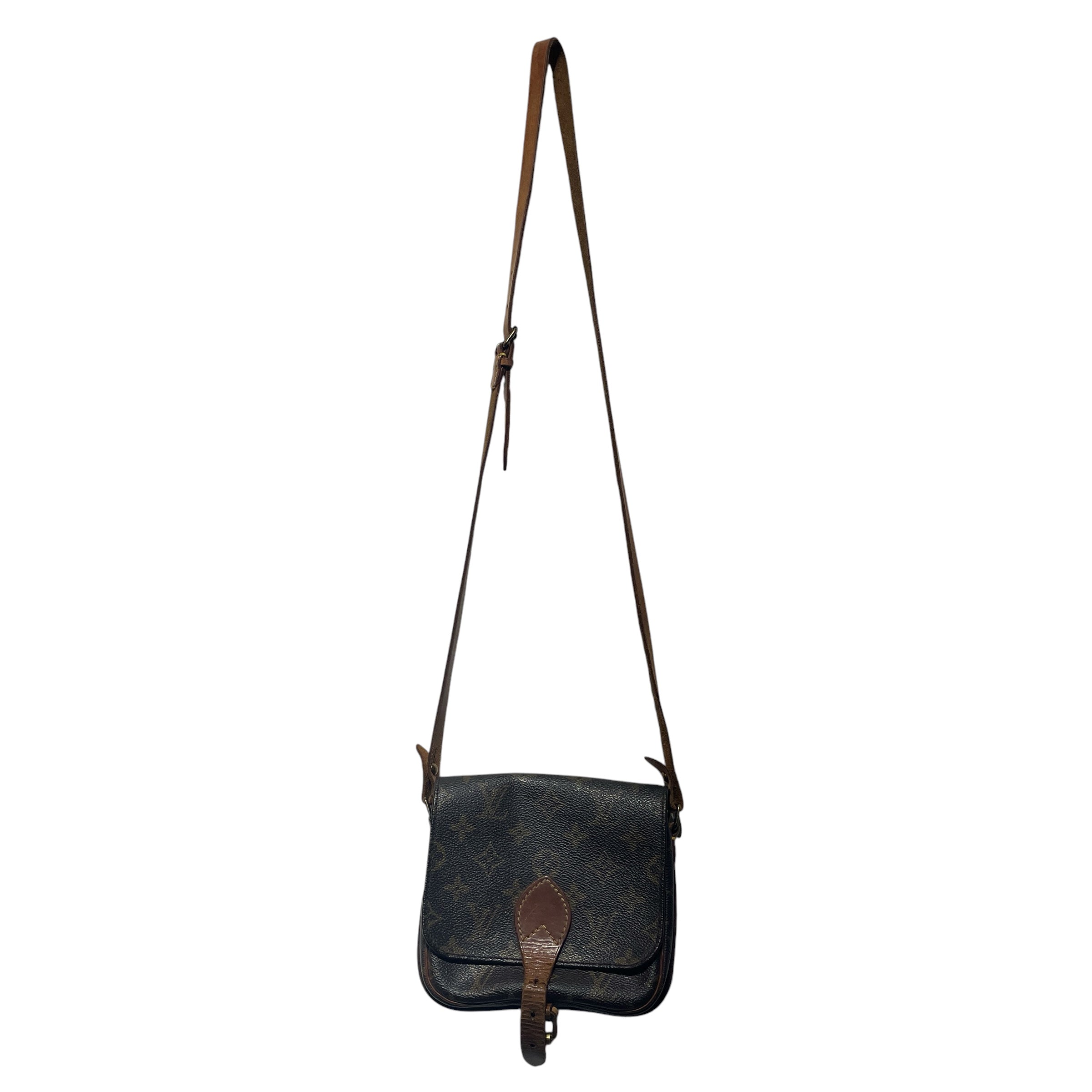 LOUIS VUITTON/Cross Body Bag/Monogram/Leather/BRW/front buckle view 1