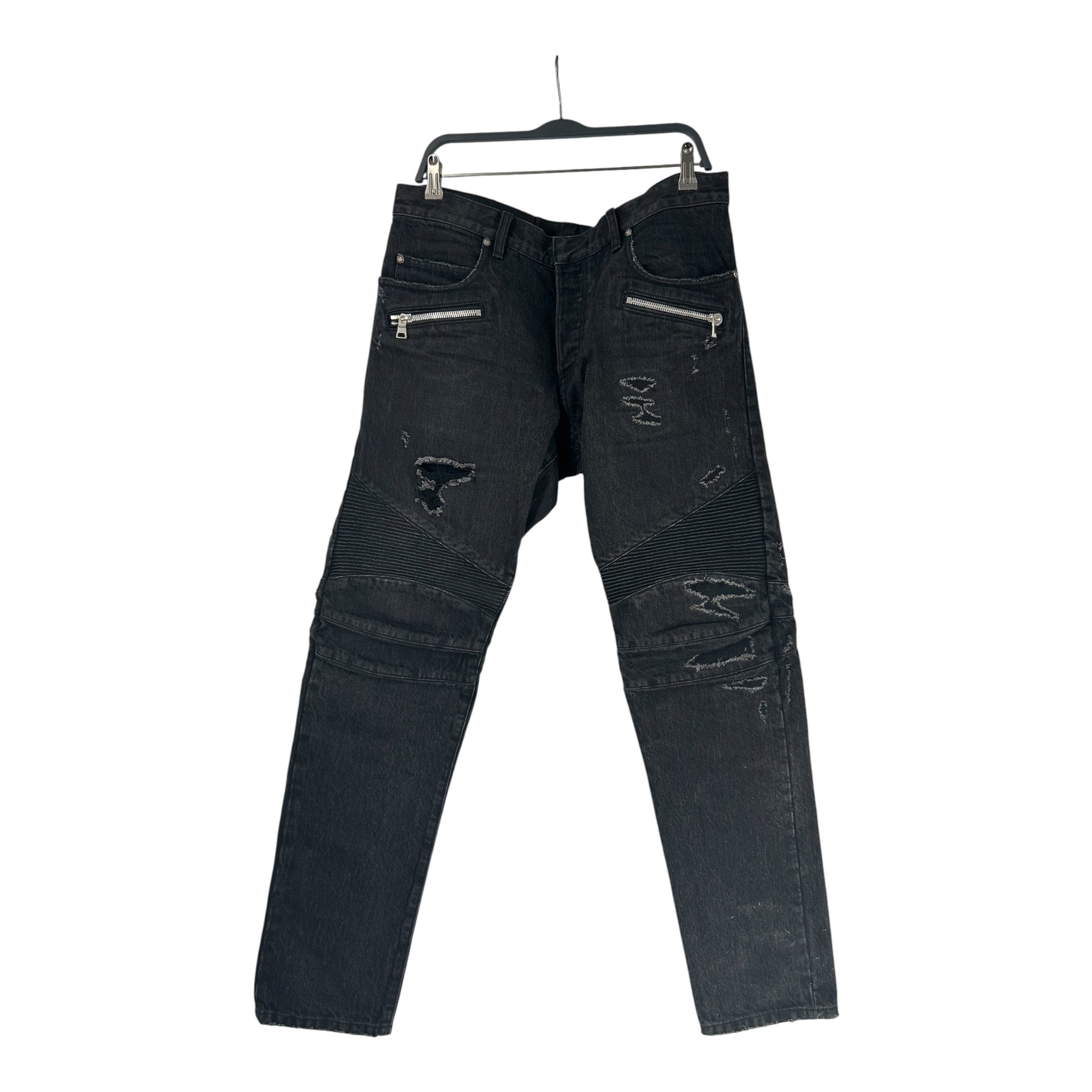 BALMAIN/Skinny Pants/33/Cotton/BLK/STRAIGHT BIKER JEANS NEW TAG view 2