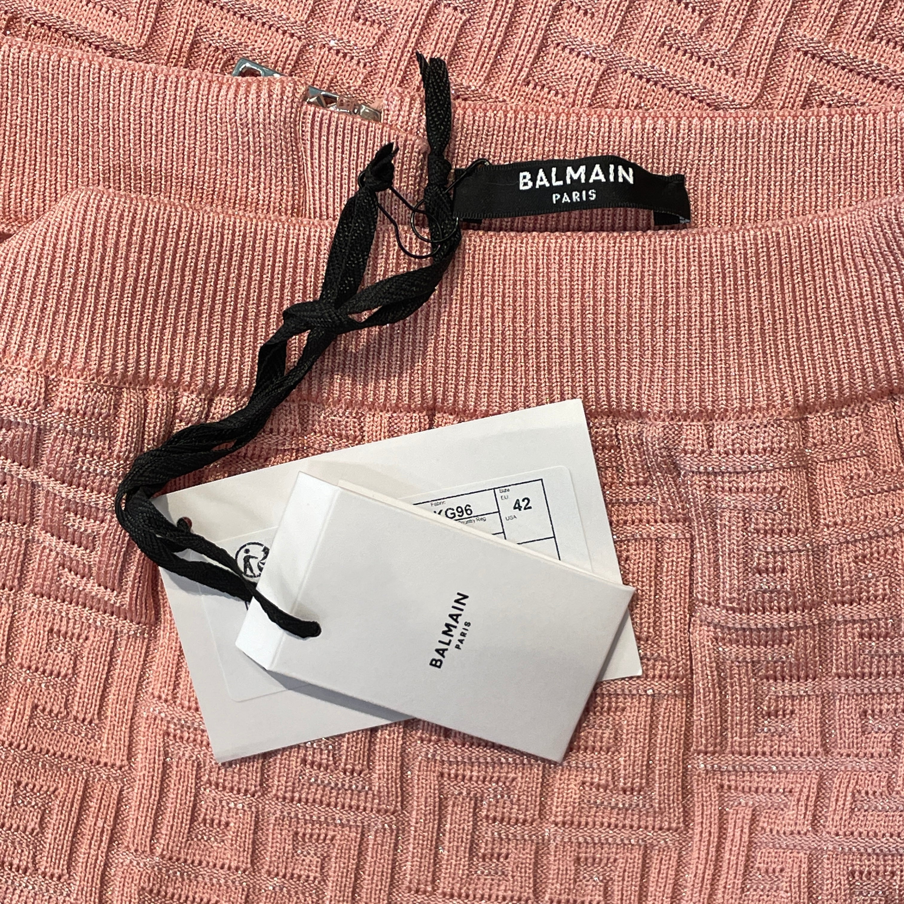 BALMAIN/Skirt/42/Monogram/PNK/PB Labyrinth Knit Skirt view 3