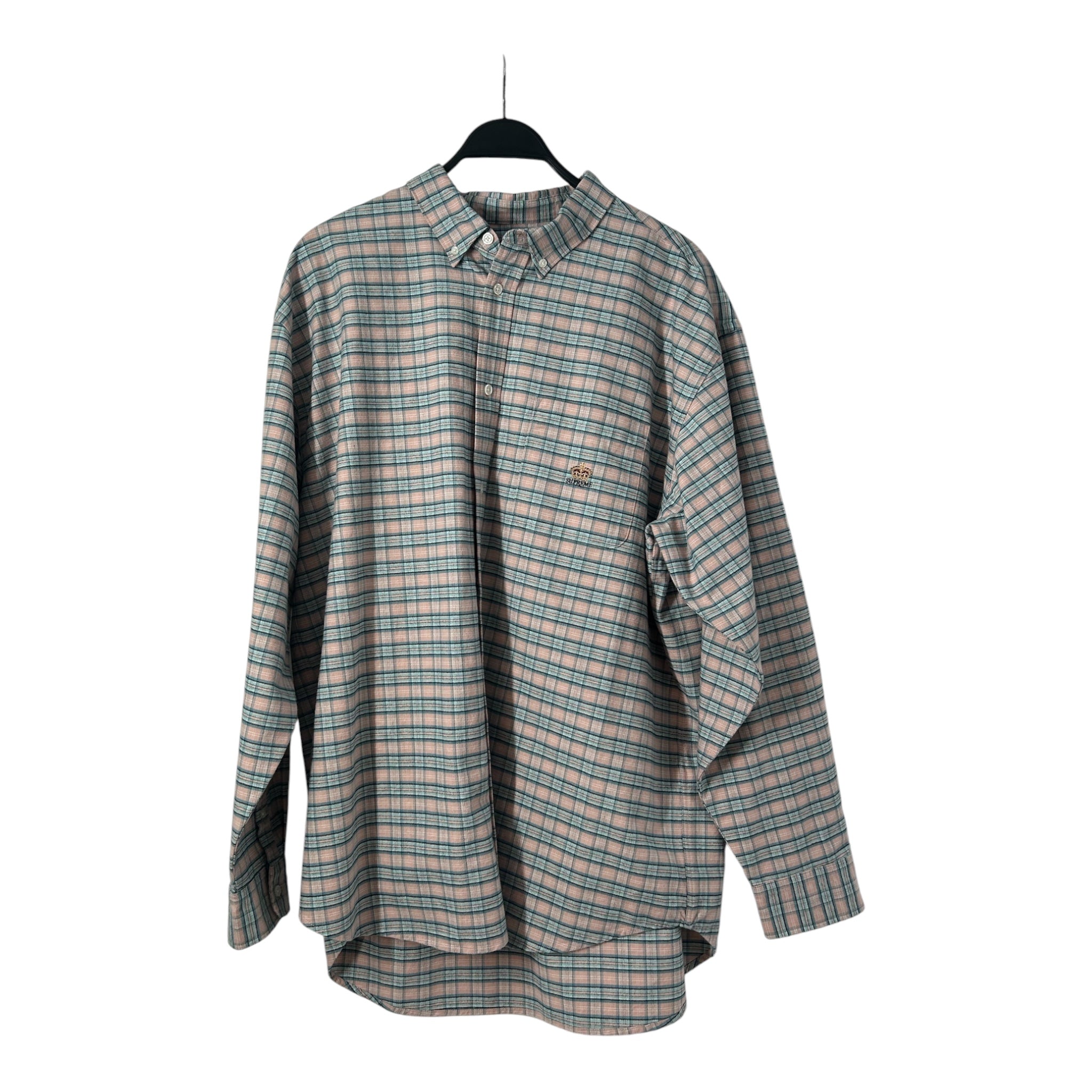 Supreme/Flannel Shirt/XL/Cotton/PNK/Plaid/BLU BLK CROWN LOGO view 1