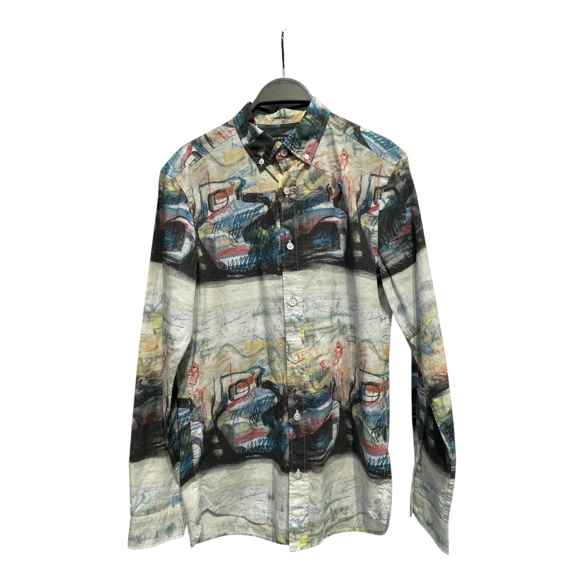 BURBERRY LONDON/Polo Shirt/XS/WHT/Band Collar/All Over Print/ view 1