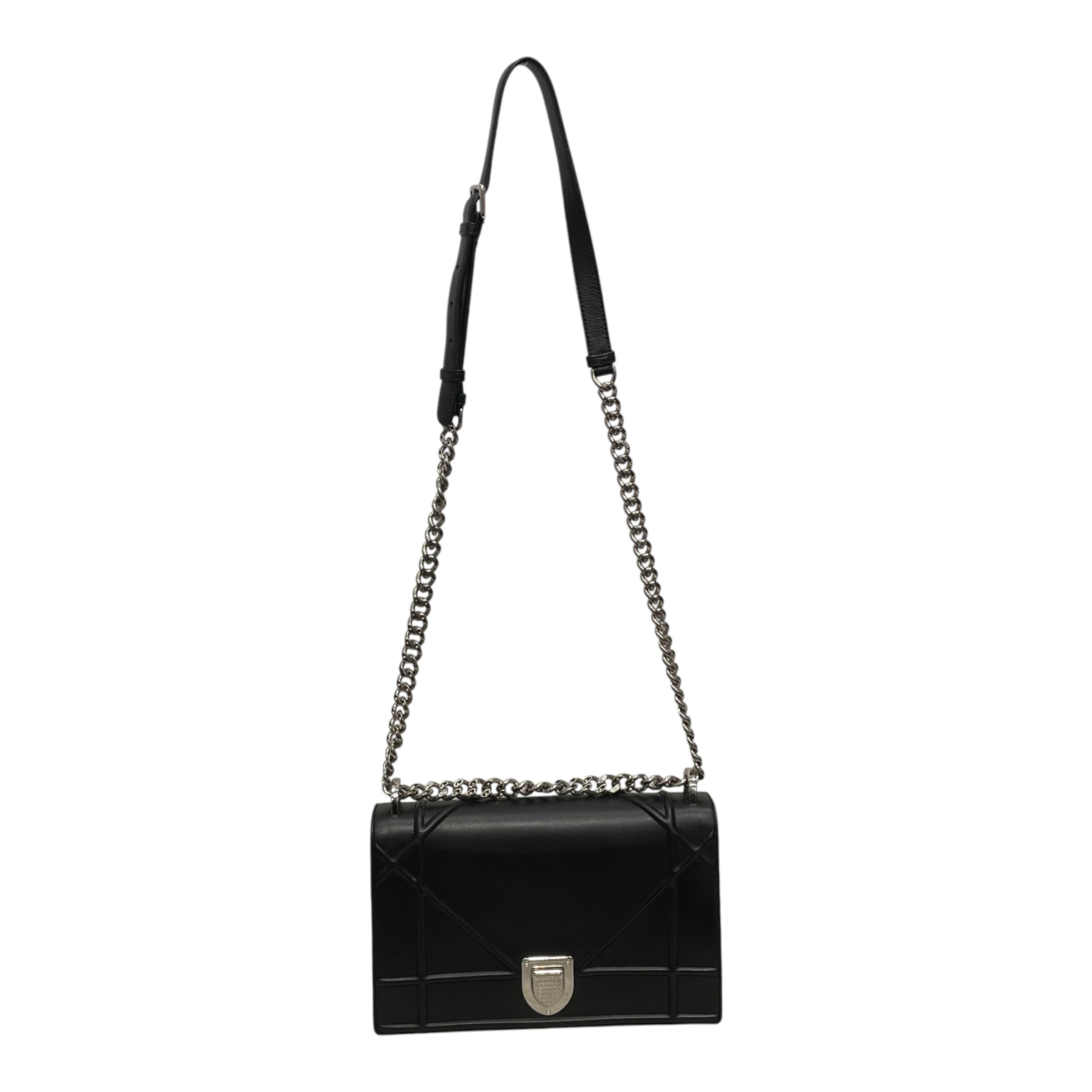 Christian Dior/Cross Body Bag/Leather/BLK/LARGE DIORAMA FLAP BAG view 1