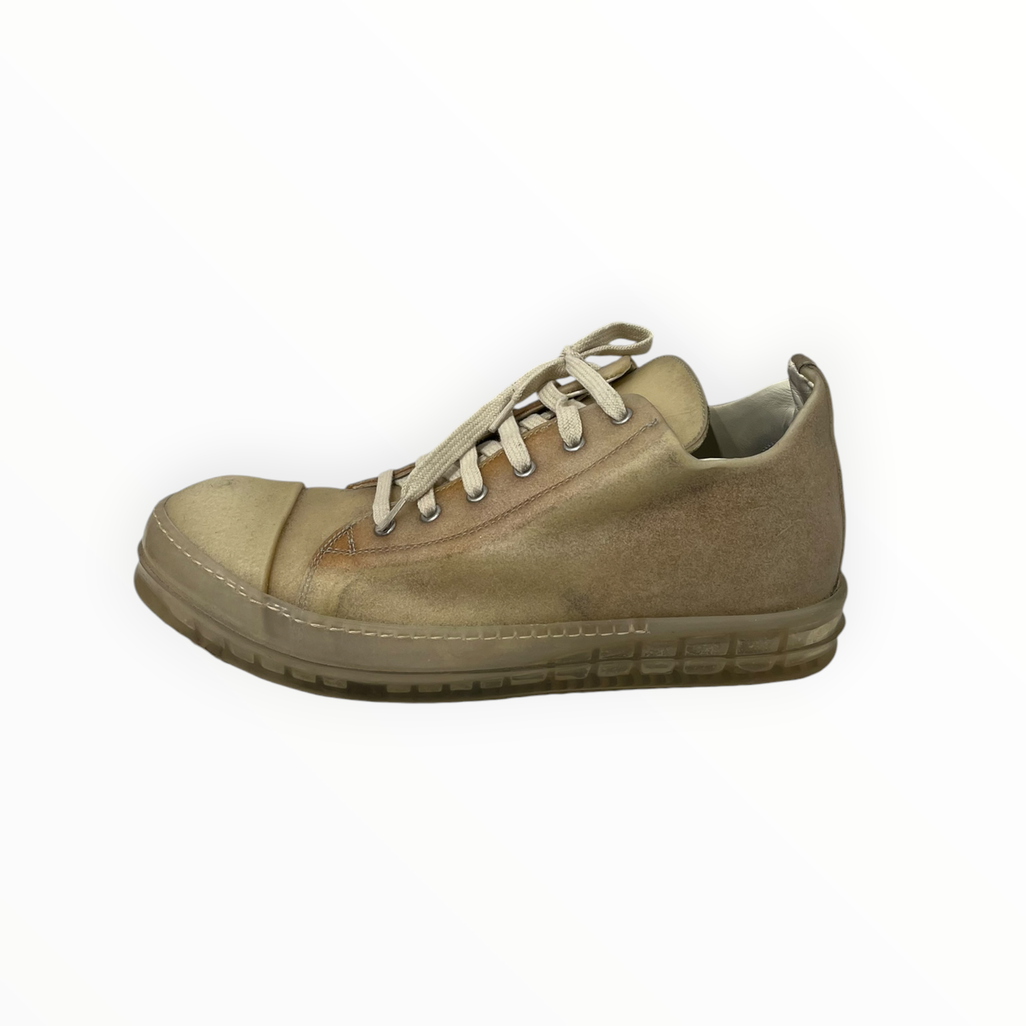Rick Owens/Low-Sneakers/EU 43/Leather/BEG/EDFU TRANSPARENT RAMONE LOW view 3