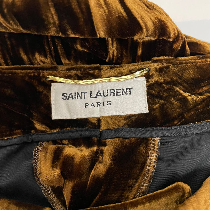 SAINT LAURENT/Slacks/34/Velour/GLD/RUFFLED GOLD VELOUR