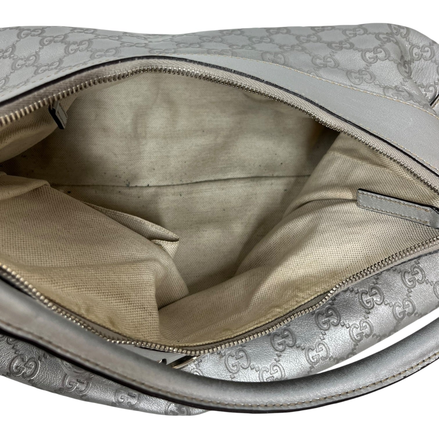 GUCCI/Hand Bag/Leather/SLV/Guccisima Hobo Bag view 5