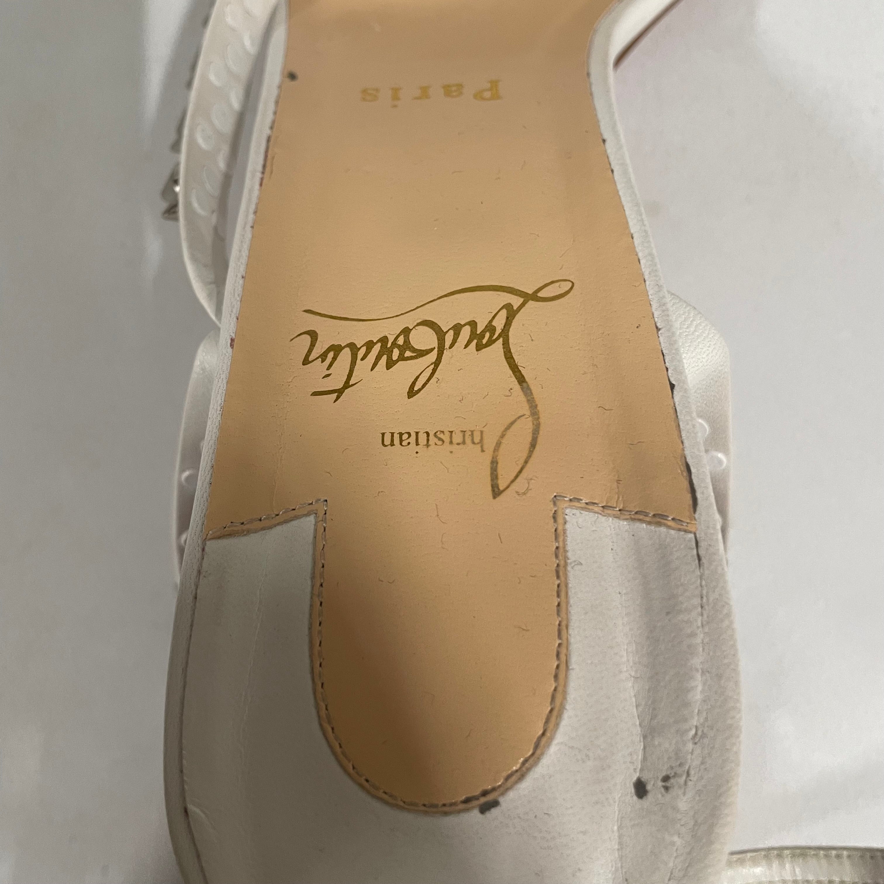 Christian Louboutin/Heels/EU 42/Leather/WHT/spike straps view 3