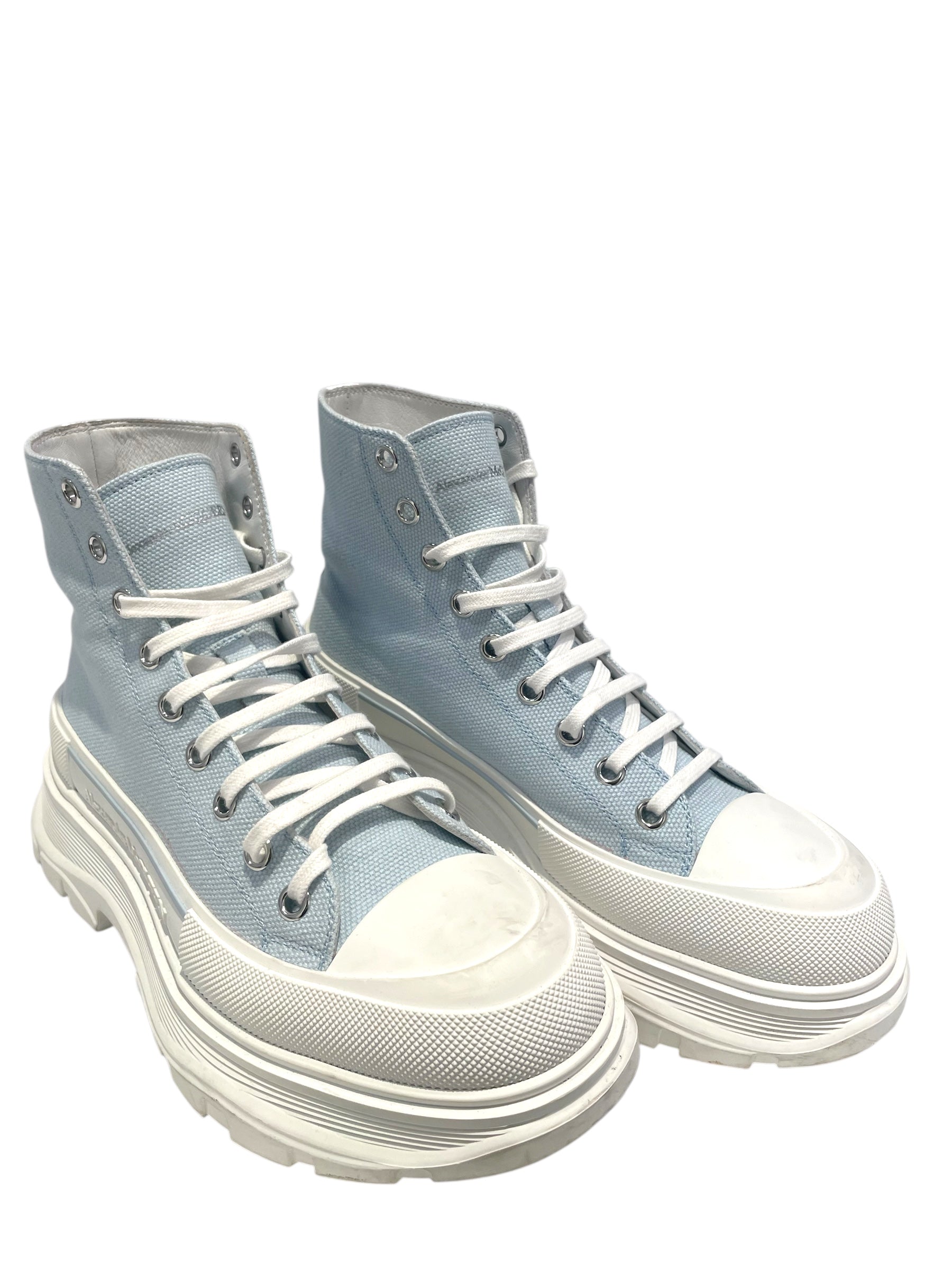 Alexander McQueen/Lace Up Boots/US 9/BLU/BABY BLU CANVAS view 1