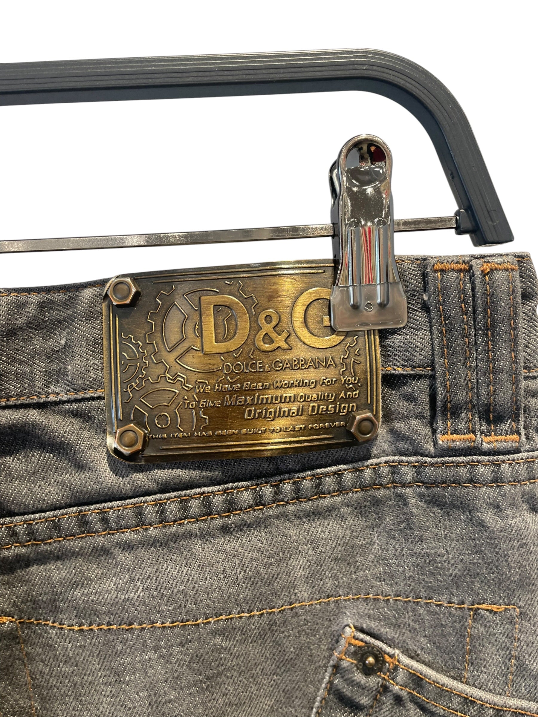 DOLCE&GABBANA/Bottoms/36/Cotton/GRY/gold metal emblem view 3