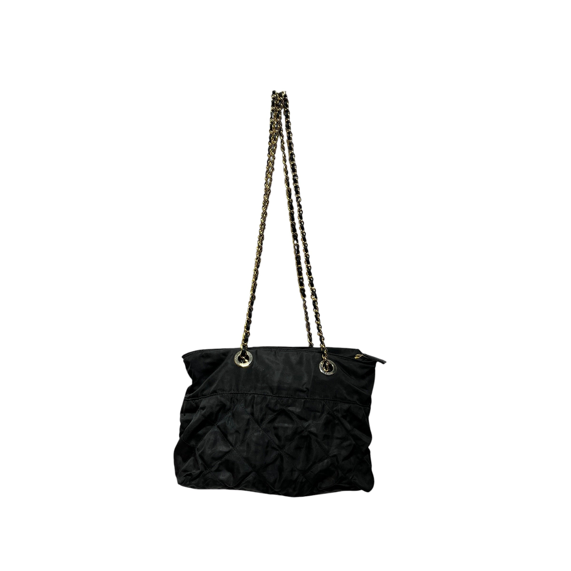 PRADA/Cross Body Bag/Nylon/BLK/QUILTED SHOULDER / GOLD HARDWA view 2