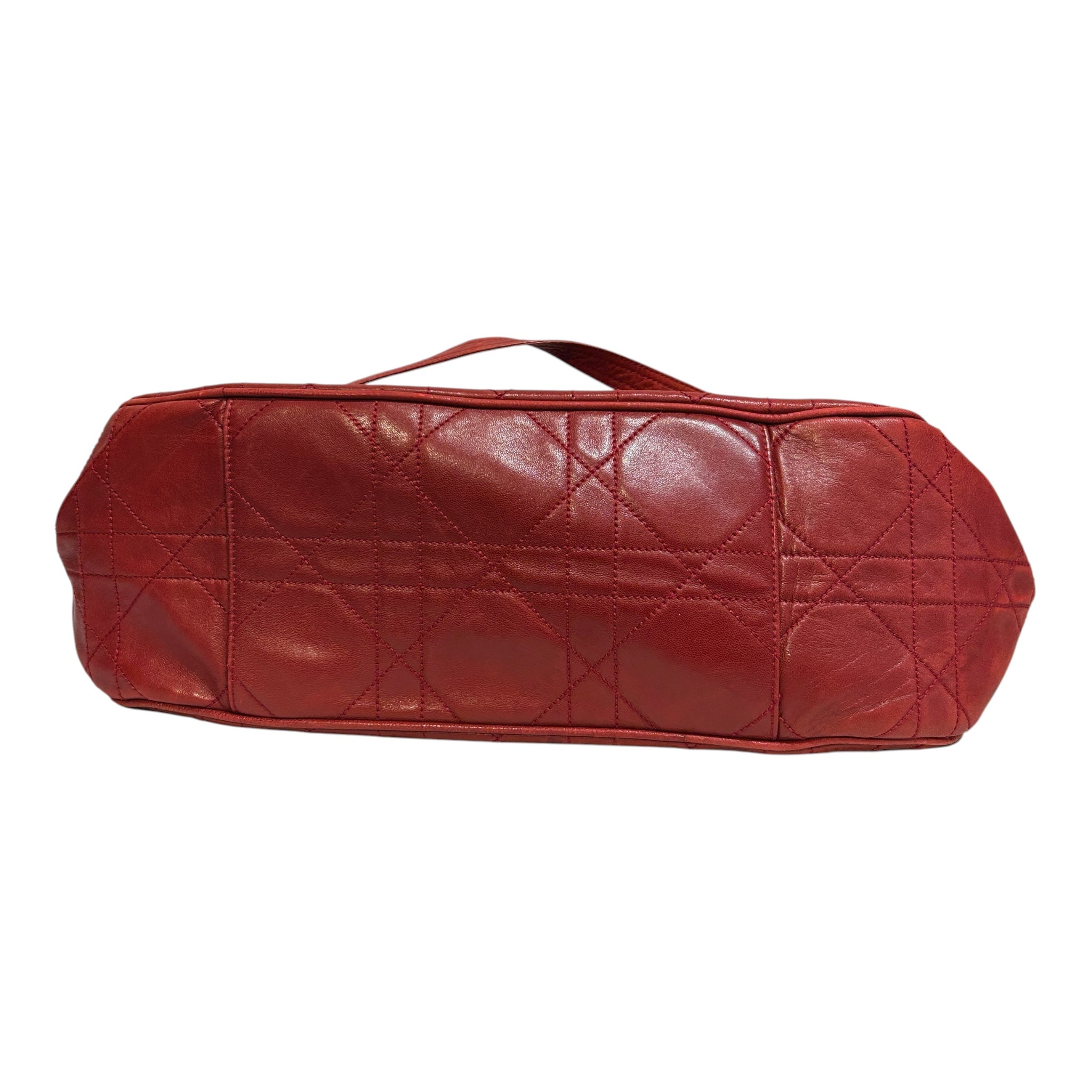Christian Dior/Hand Bag/Leather/RED/VINTAGE CANNAGE BUCKET BAG view 3