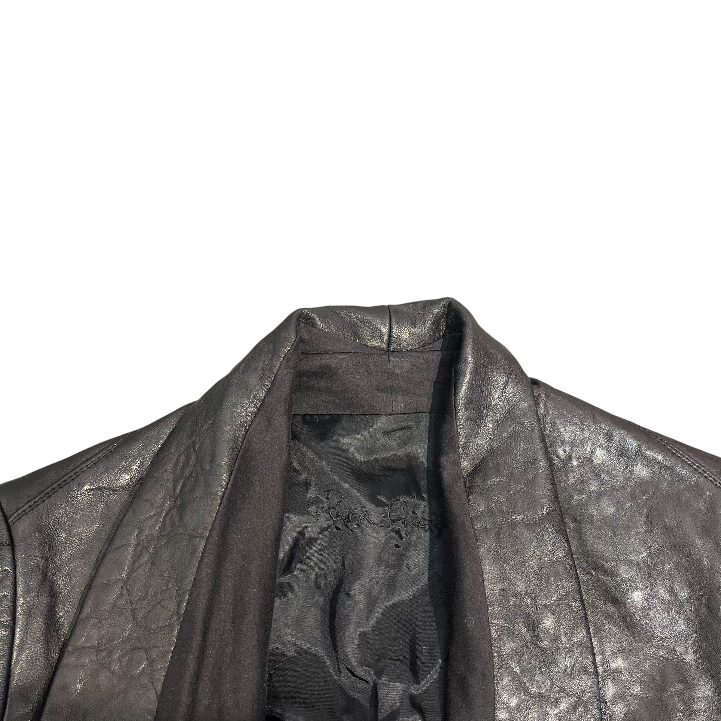 Rick Owens/Jacket/6/BLK/LEATHER BODY HALF LEATHER ARM view 3