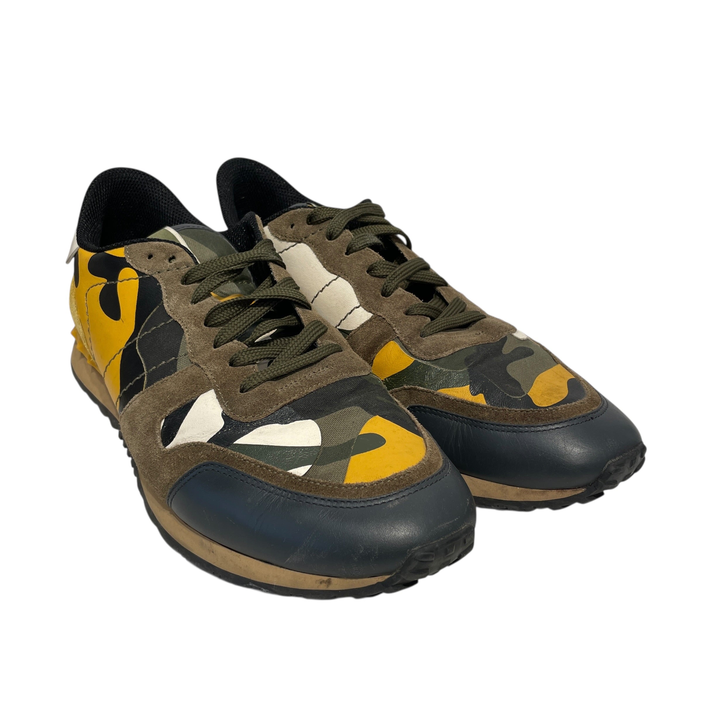 VALENTINO/Low-Sneakers/EU 42/Camouflage/Cotton/MLT/yellow green blk camo view 1
