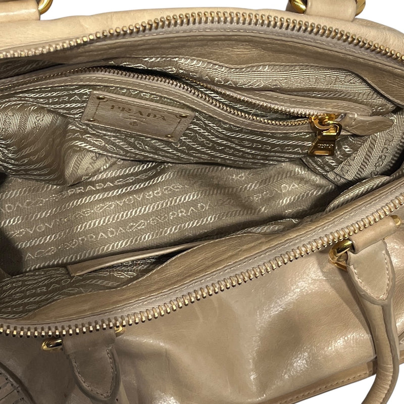 PRADA/Hand Bag/Leather/BEG/STRAP