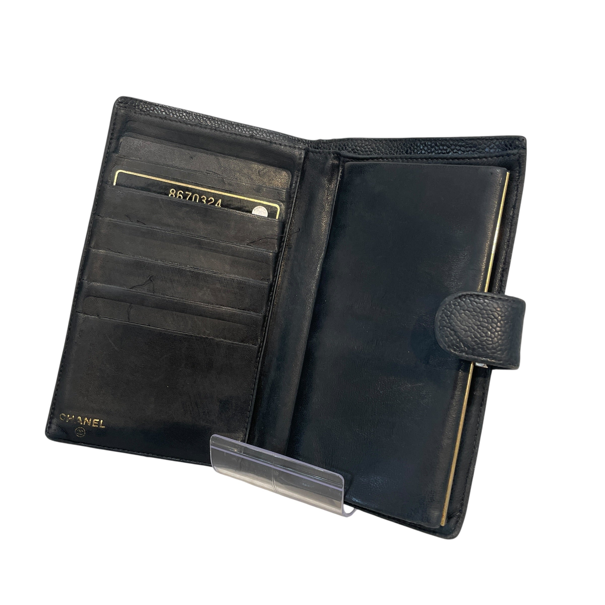 CHANEL/Long Wallet/Leather/BLK/Caviar CC view 3