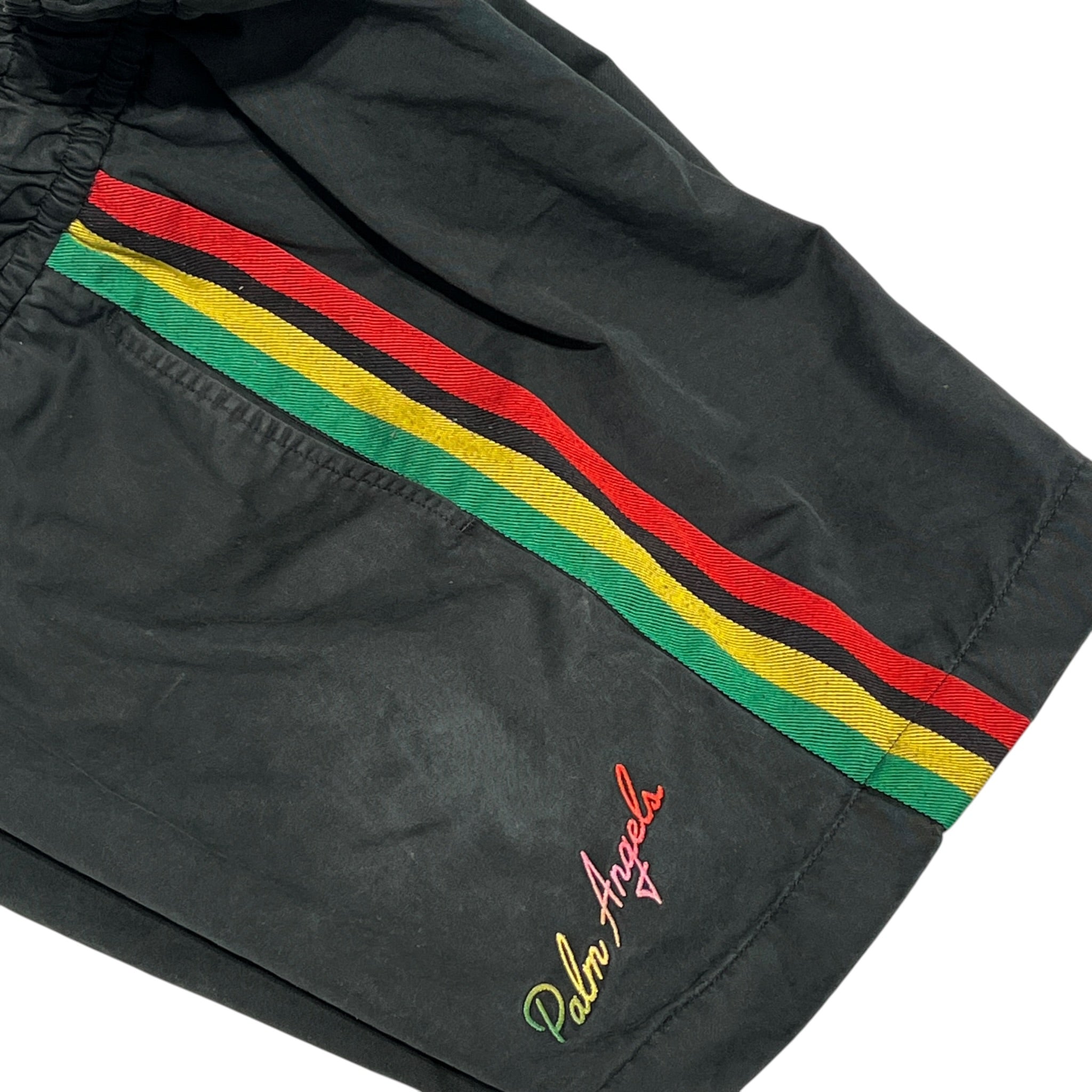 Palm Angels/Shorts/S/Cotton/BLK/Stripe/GREEN STRIPE view 4
