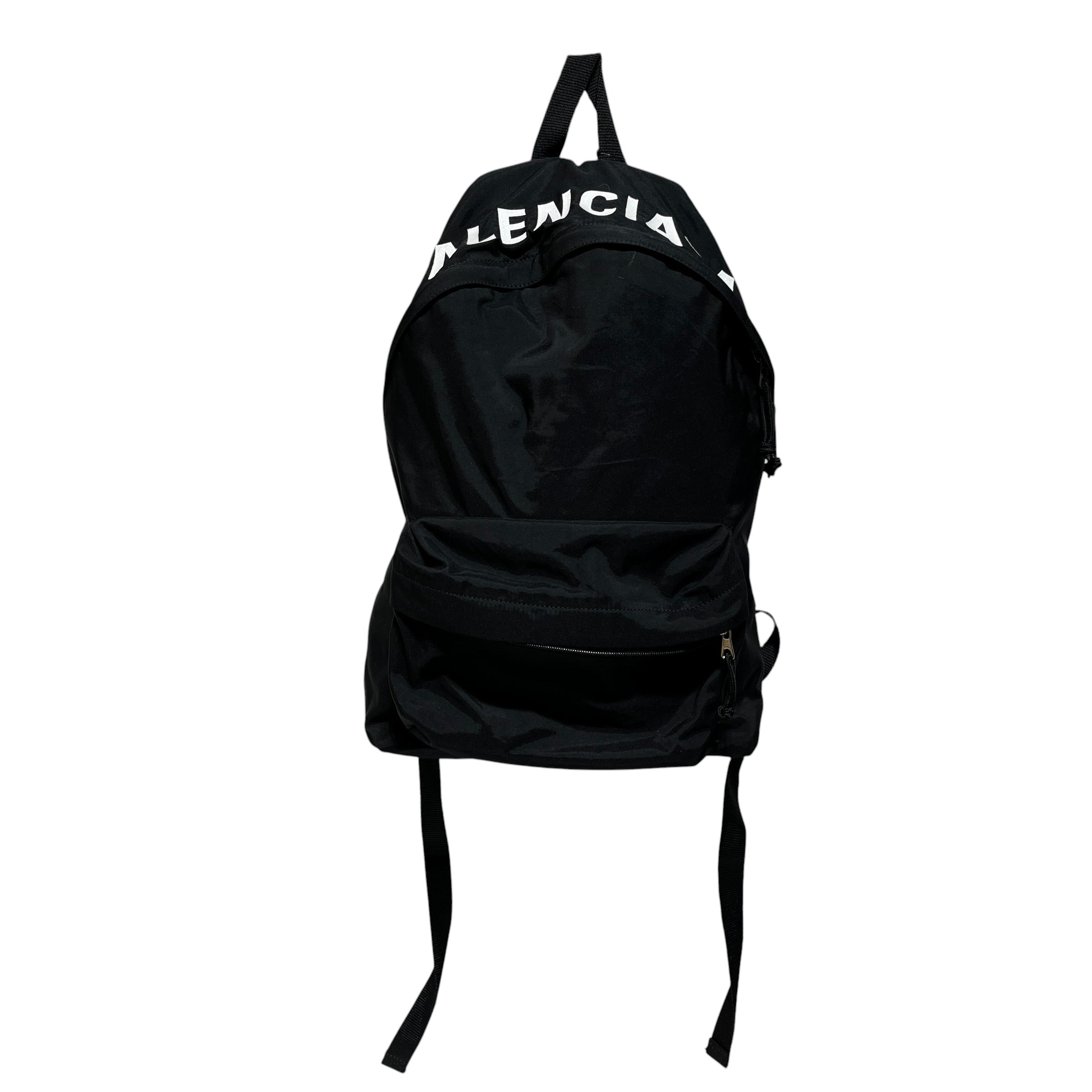 BALENCIAGA/Backpack/Nylon/BLK/white embroidered name view 1