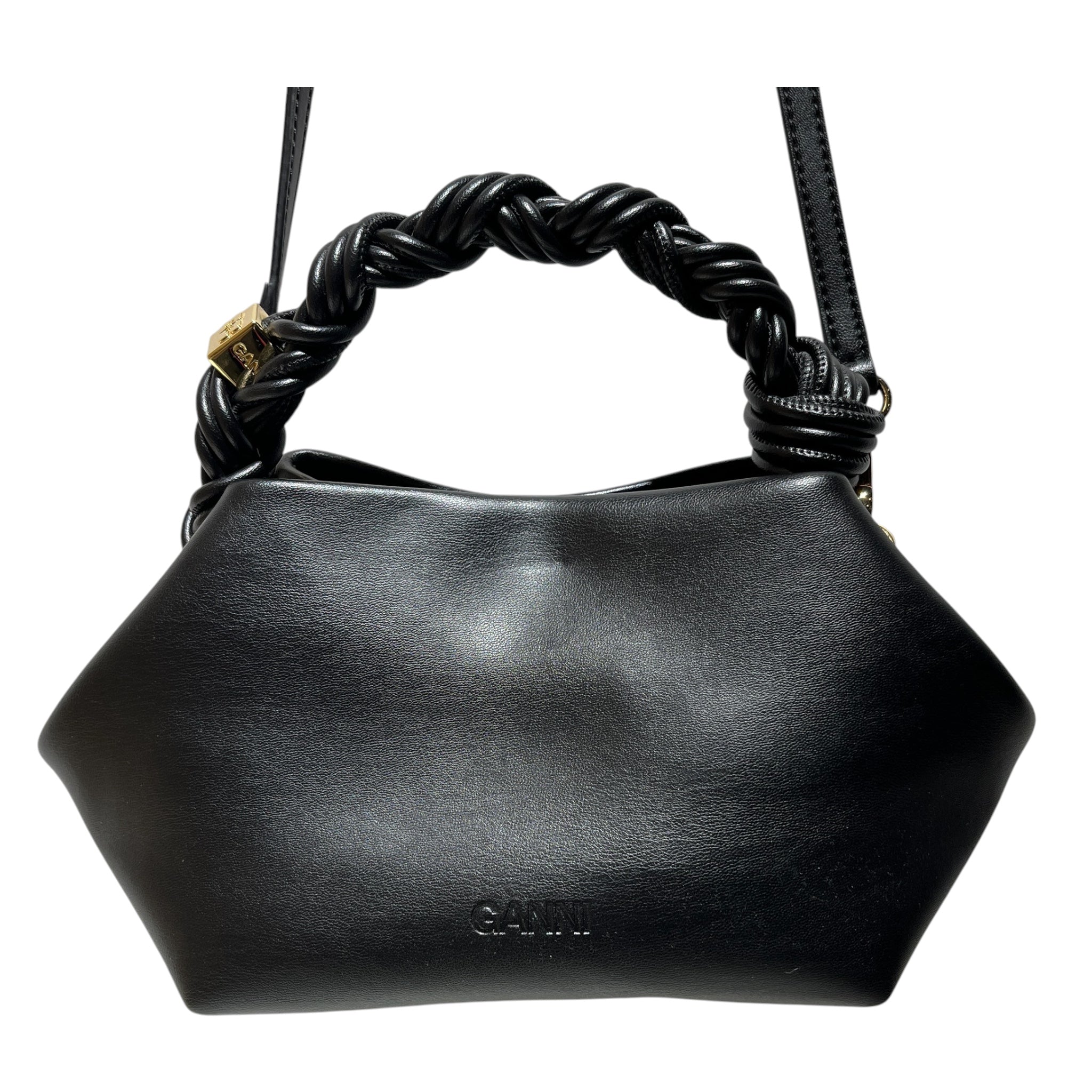 GANNI/Cross Body Bag/Leather/BLK/braided handle view 1