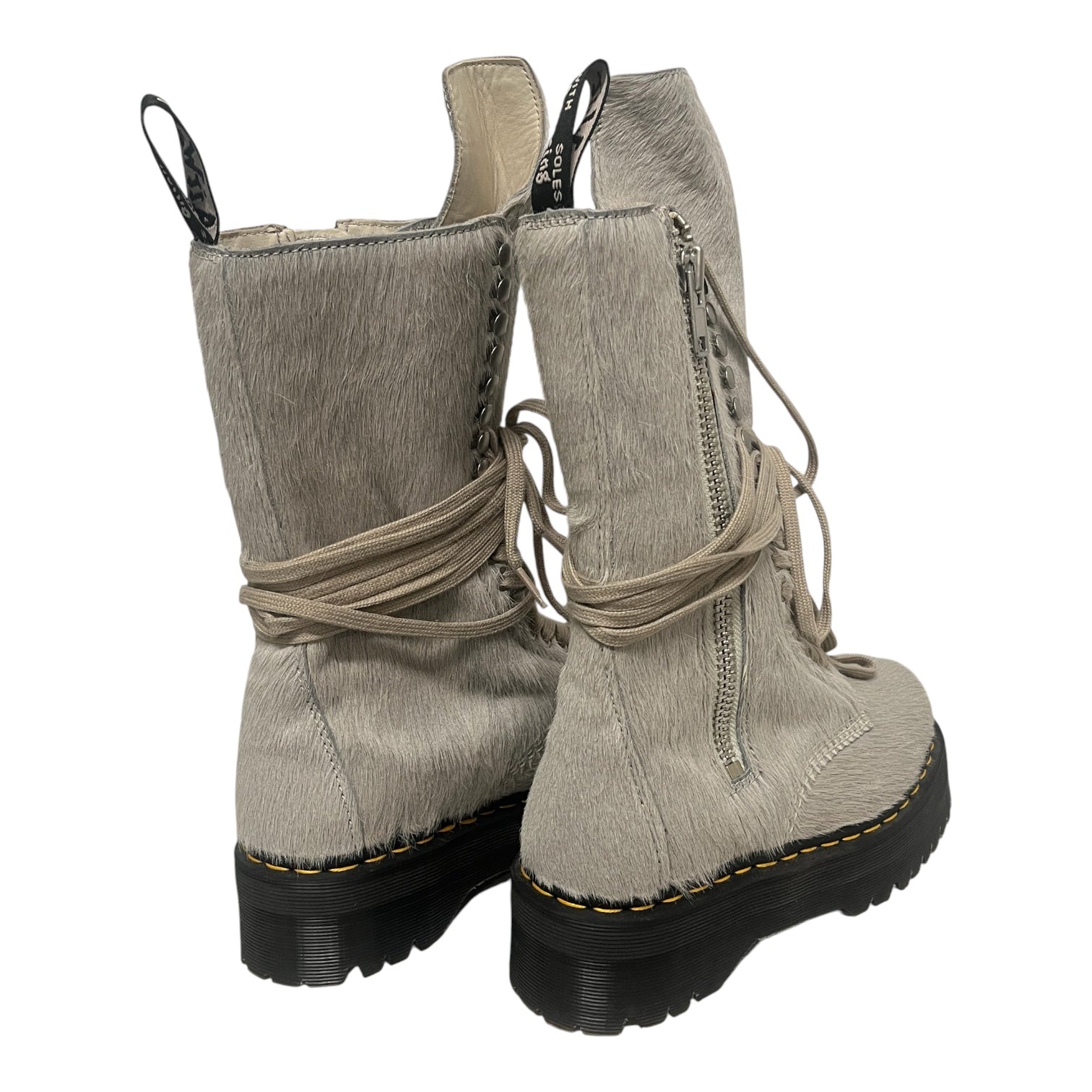 Rick Owens/Dr.Martens/Lace Up Boots/US 8/Fur/GRY/PONY HAIR 1918 STROBE BOOT view 2