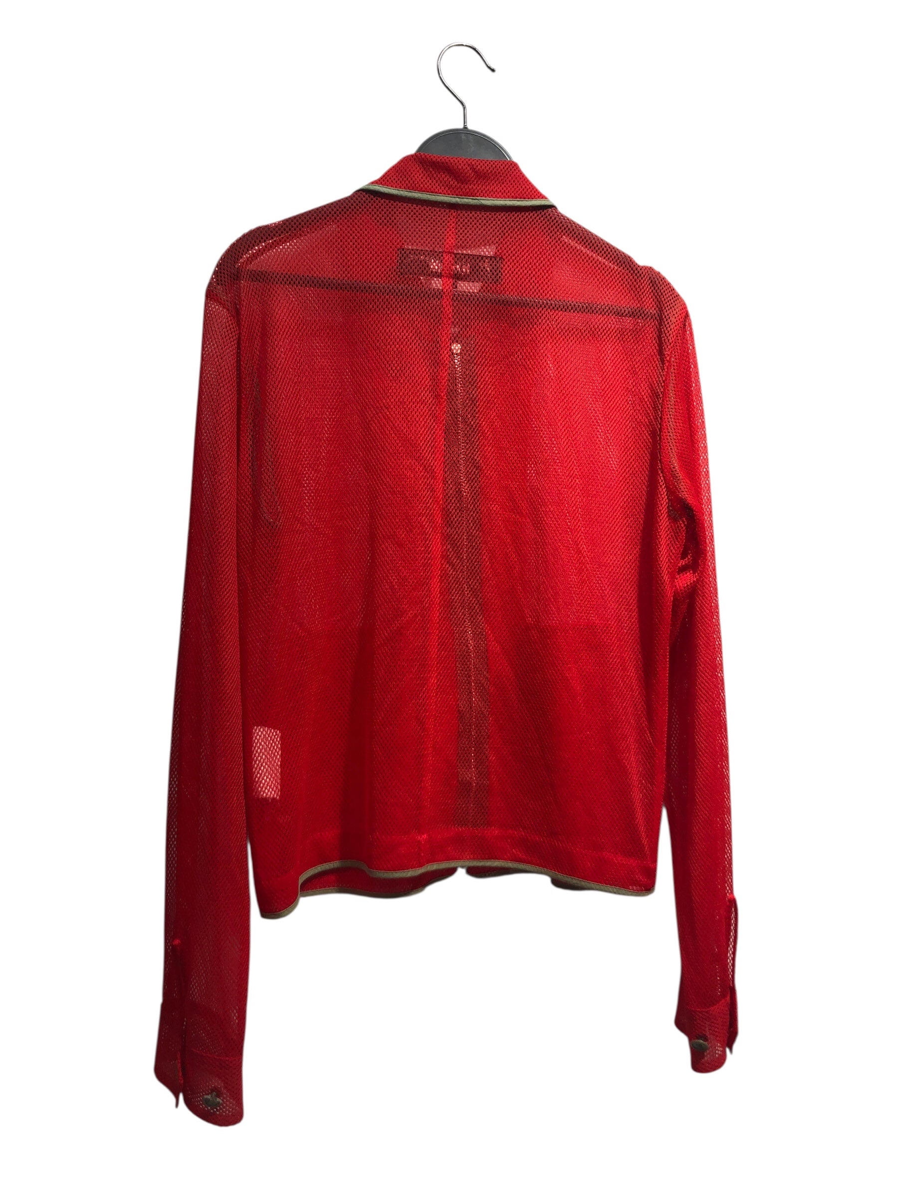 COMME des GARCONS HOMME PLUS/LS Shirt/M/RED/mesh full-zip shirt view 2