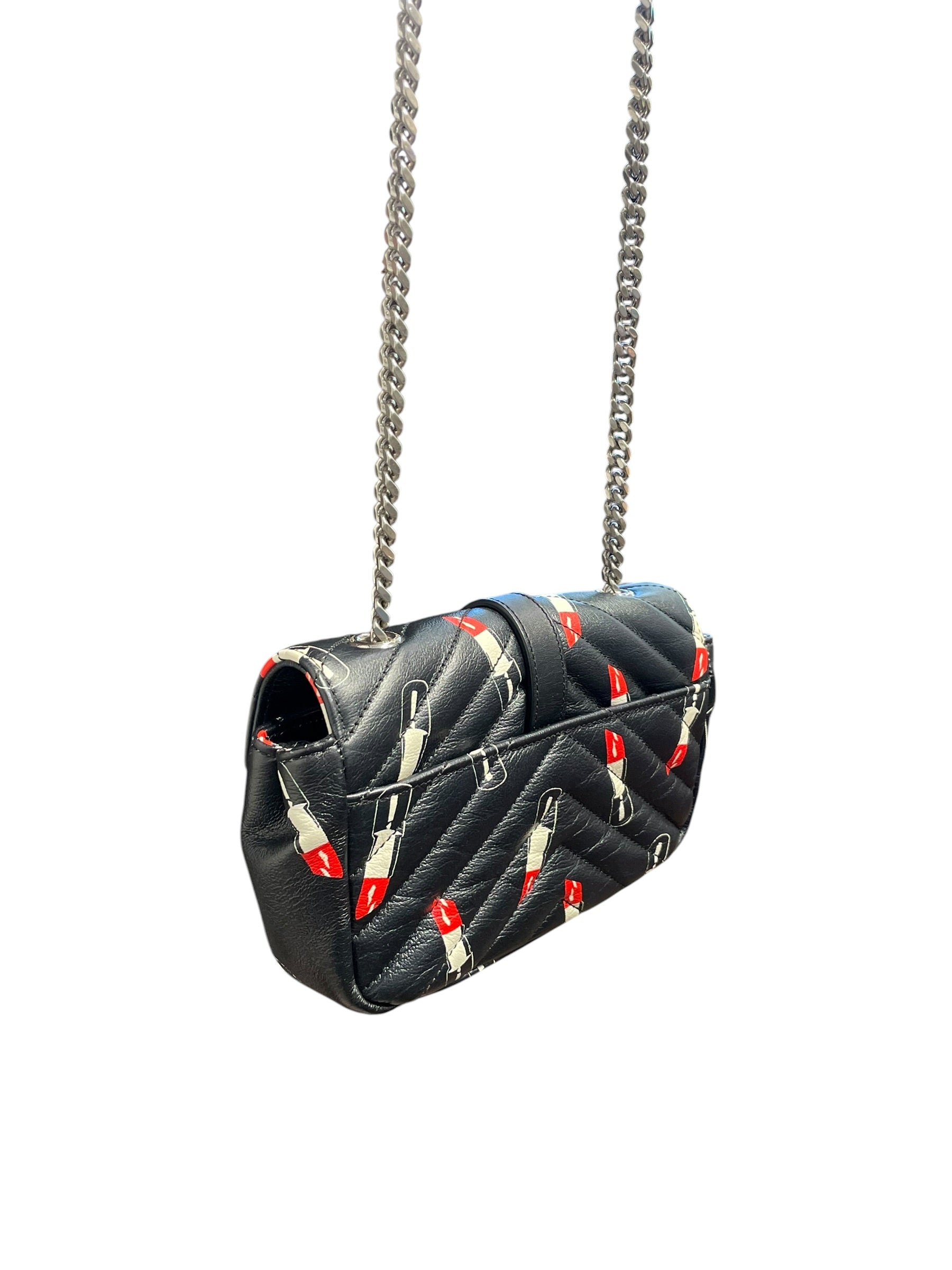 SAINT LAURENT/Cross Body Bag/All Over Print/Leather/BLK/LIP STICK view 3