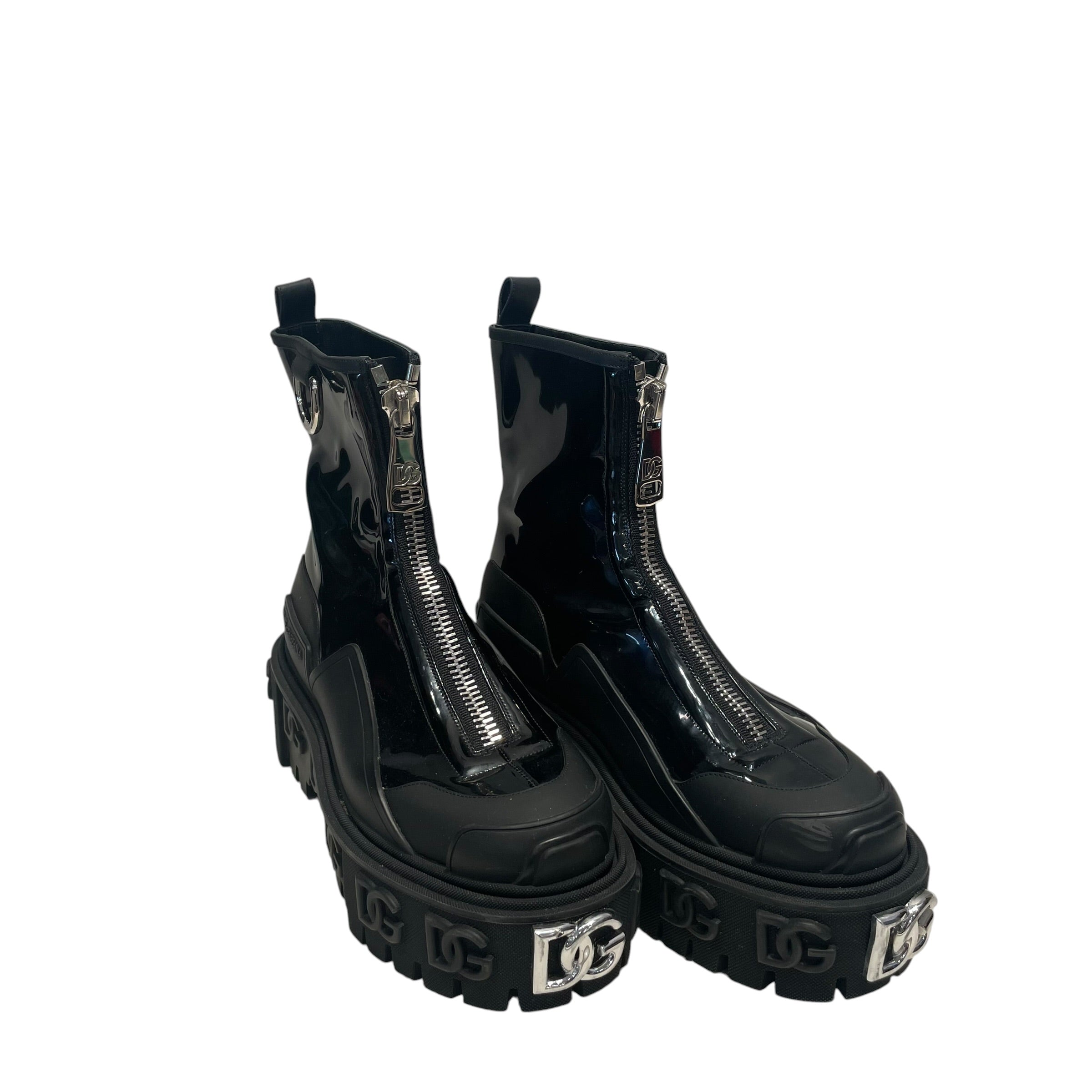DOLCE&GABBANA/Biker Boots/EU 40/Leather/BLK/D&G DG Logo Plateau boots view 1