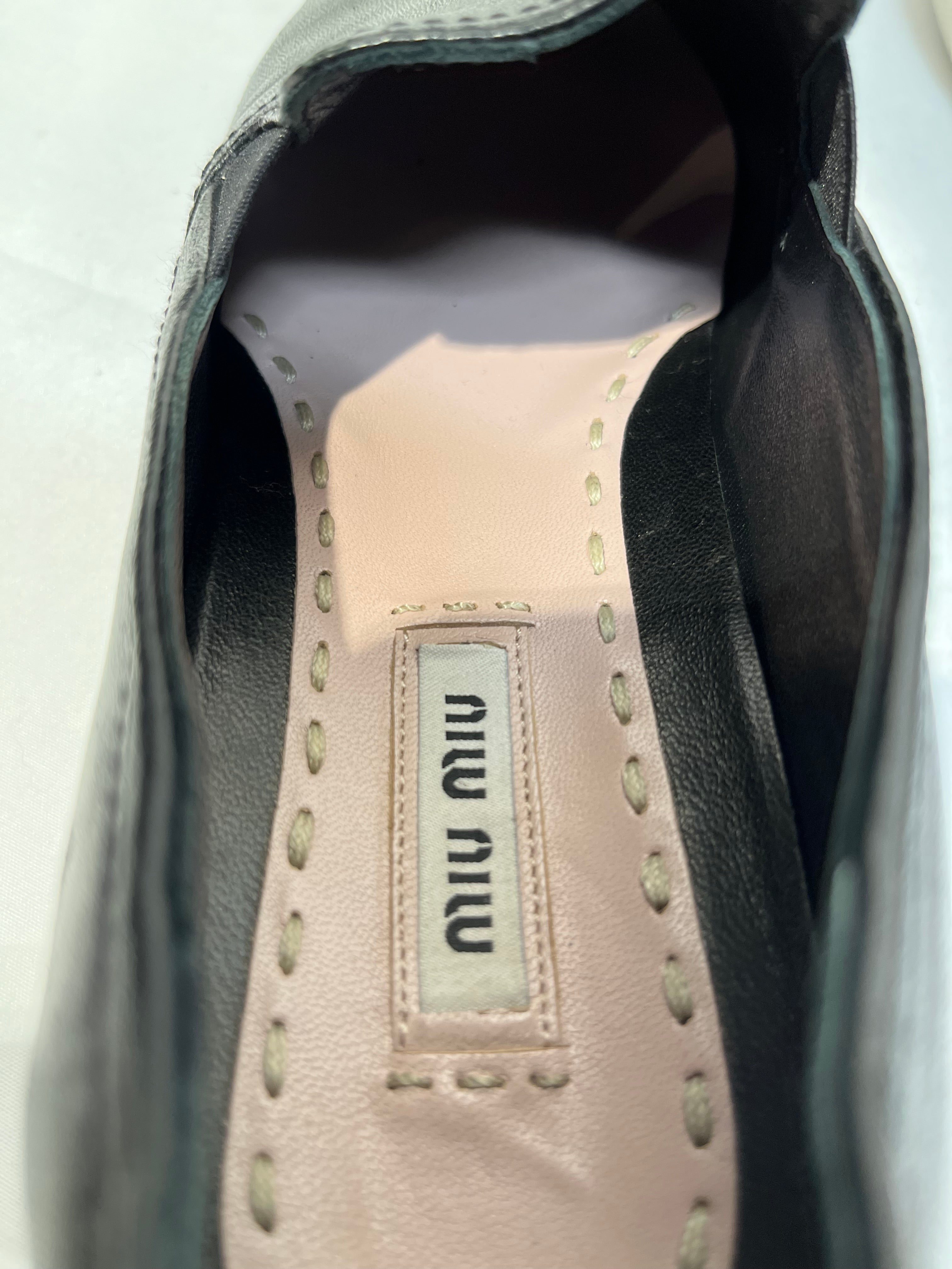 MIU MIU/Flat Shoes/EU 38.5/Leather/BLK/ view 3