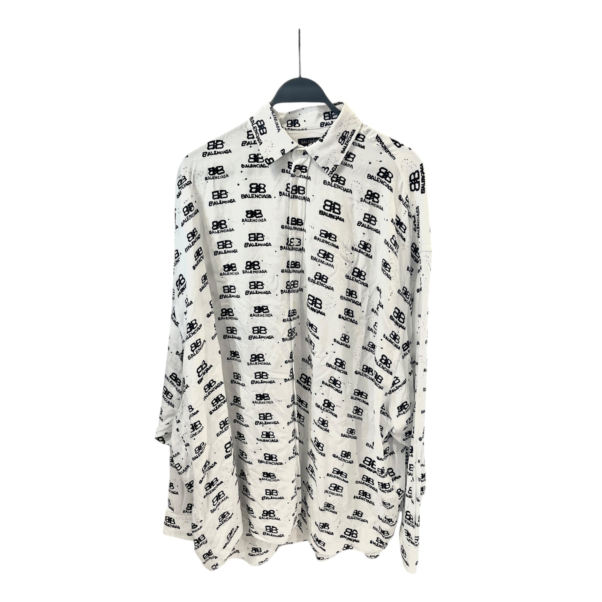 BALENCIAGA/LS Shirt/4/Cotton/WHT/SPLATTER DOUBLE B GARDE ROBE view 1