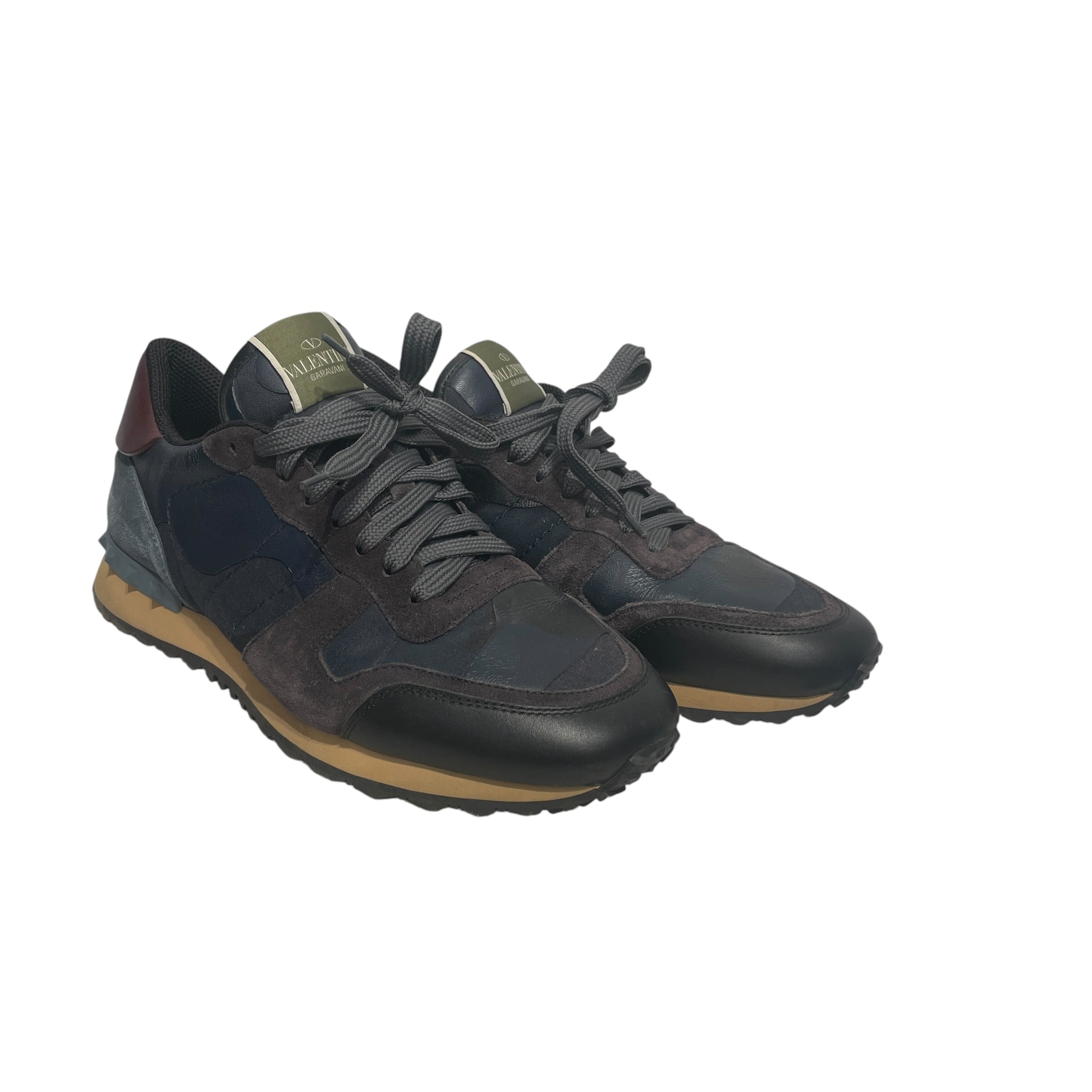 VALENTINO/Low-Sneakers/Cotton/NVY/studs/suede/leather/burgandy view 1