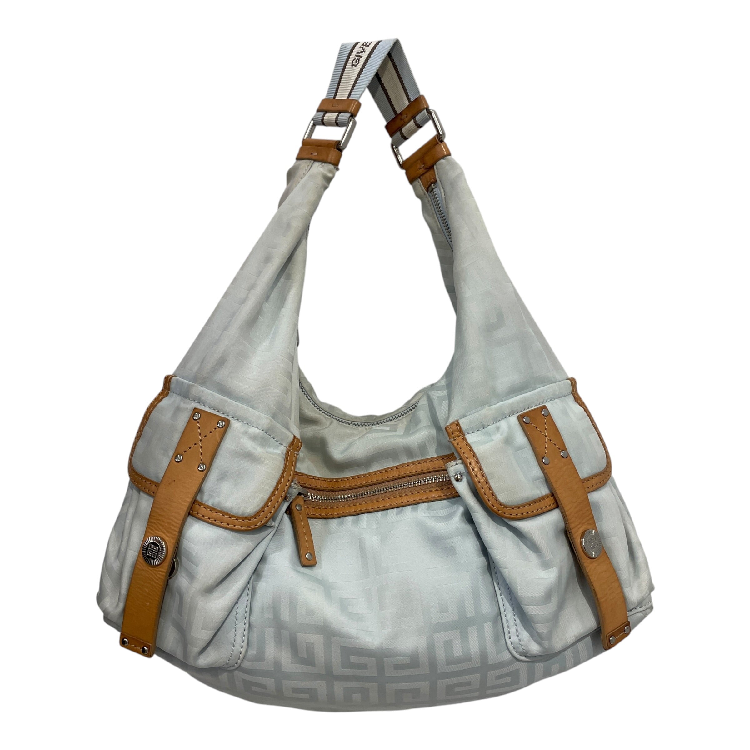 GIVENCHY/Hand Bag/Monogram/Nylon/BLU/BRWN TRIM, CRM LINING, 2PCKT view 1