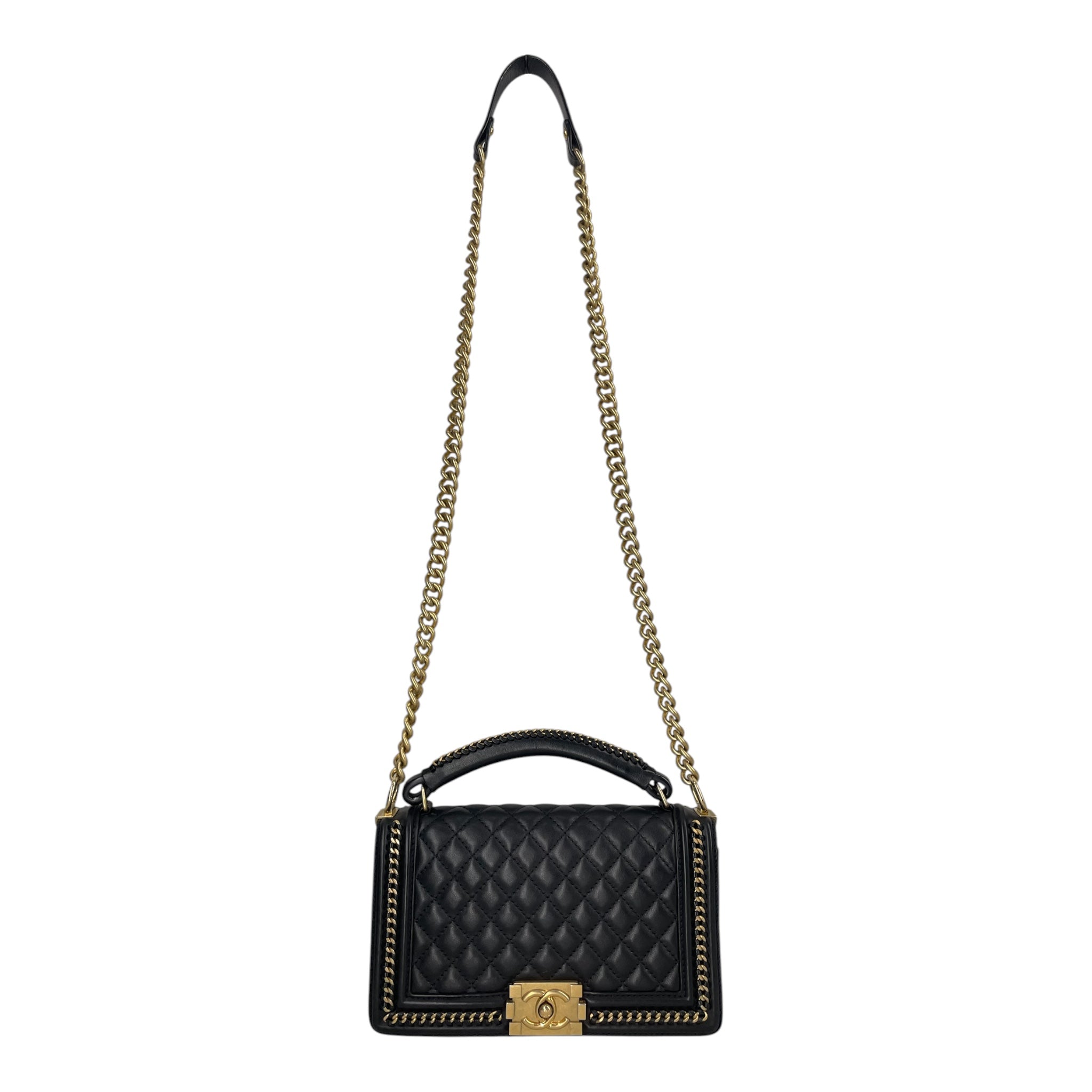 CHANEL/Cross Body Bag/Leather/BLK/BOY QUILTED GOLD HARDWARE view 1