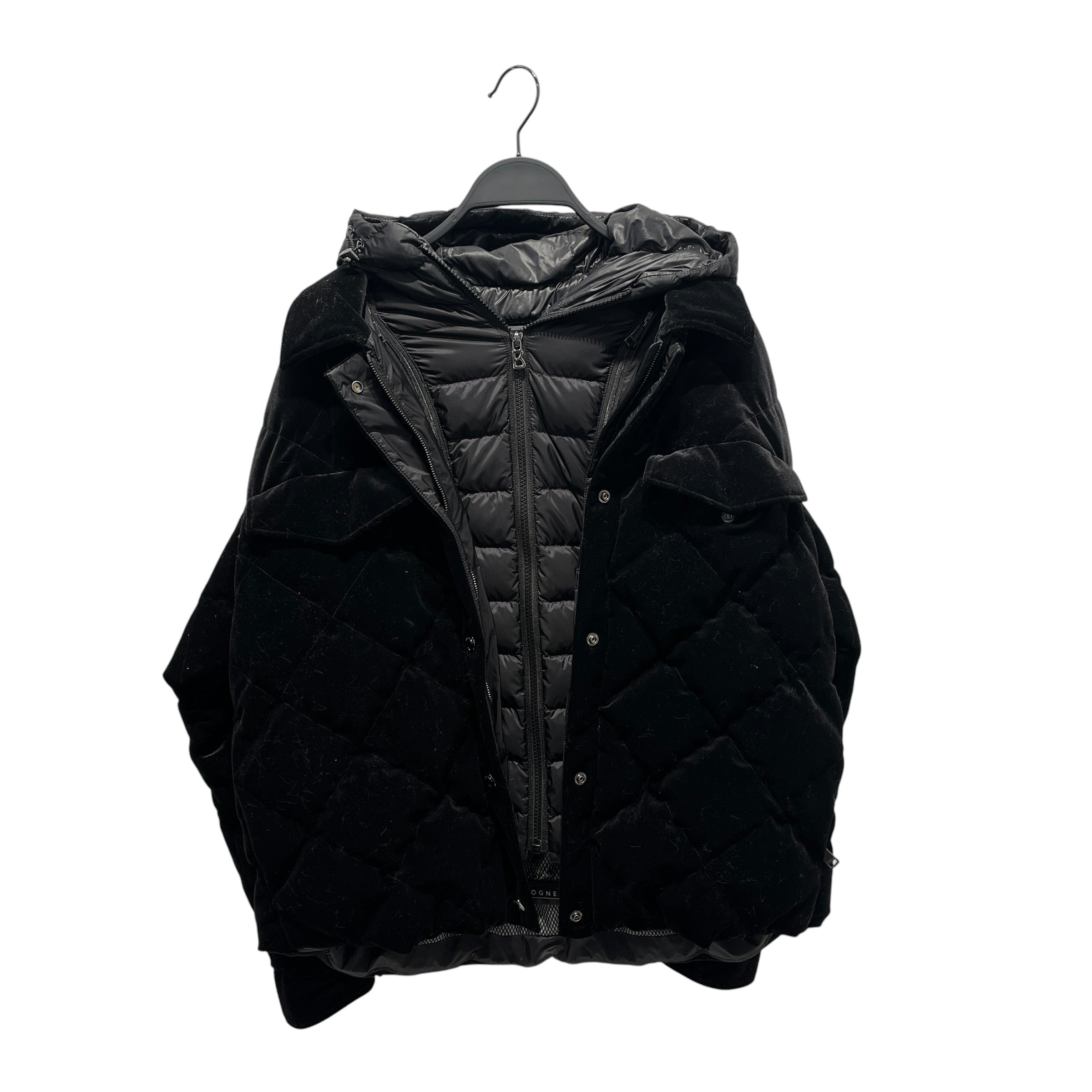 Bogner/Puffer Jkt/L/Nylon/BLK/velvet quilted detachable hood view 1