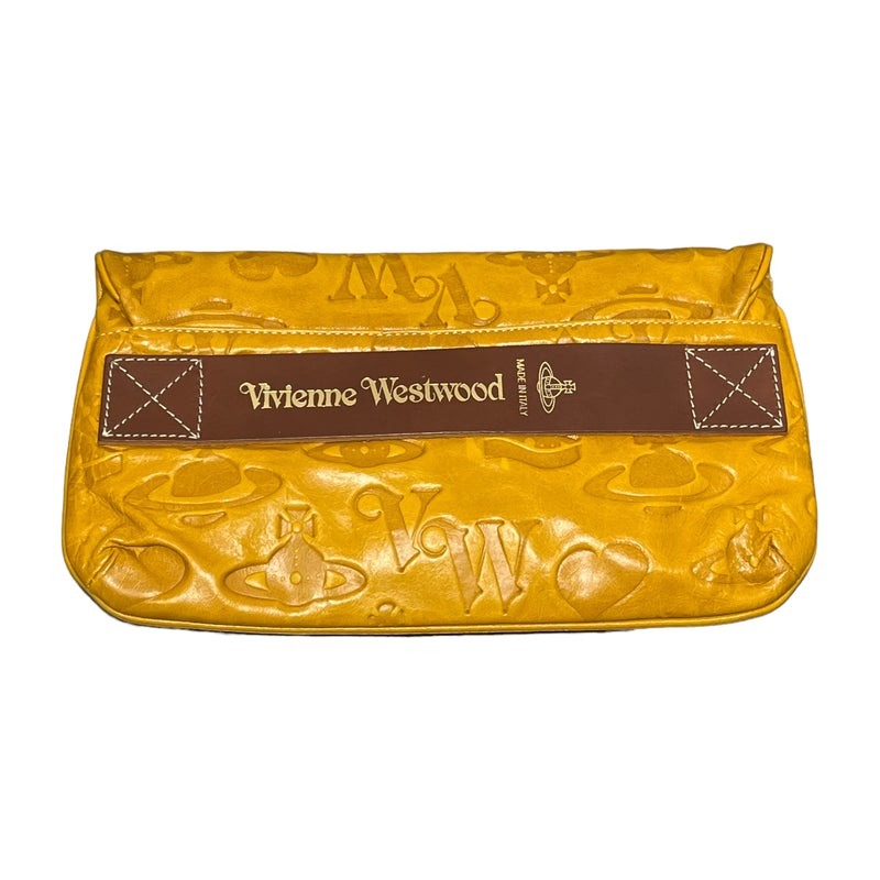 Vivienne Westwood/Clutch Bag/S/Monogram/Leather/GLD/BRWON LEATHER BACK STRAP