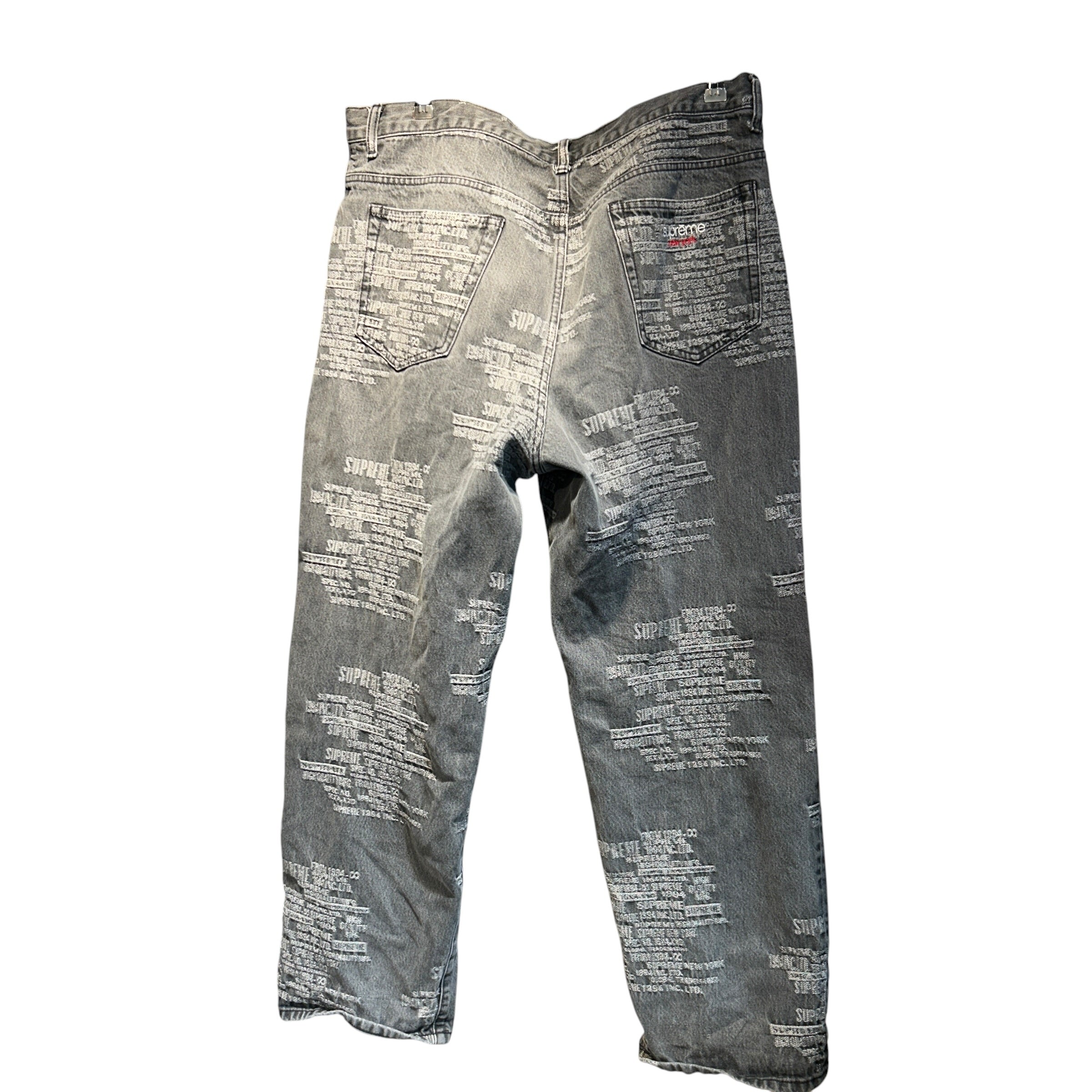 Supreme/Straight Pants/34/Denim/GRY/trademark jacquard baggy jean view 2