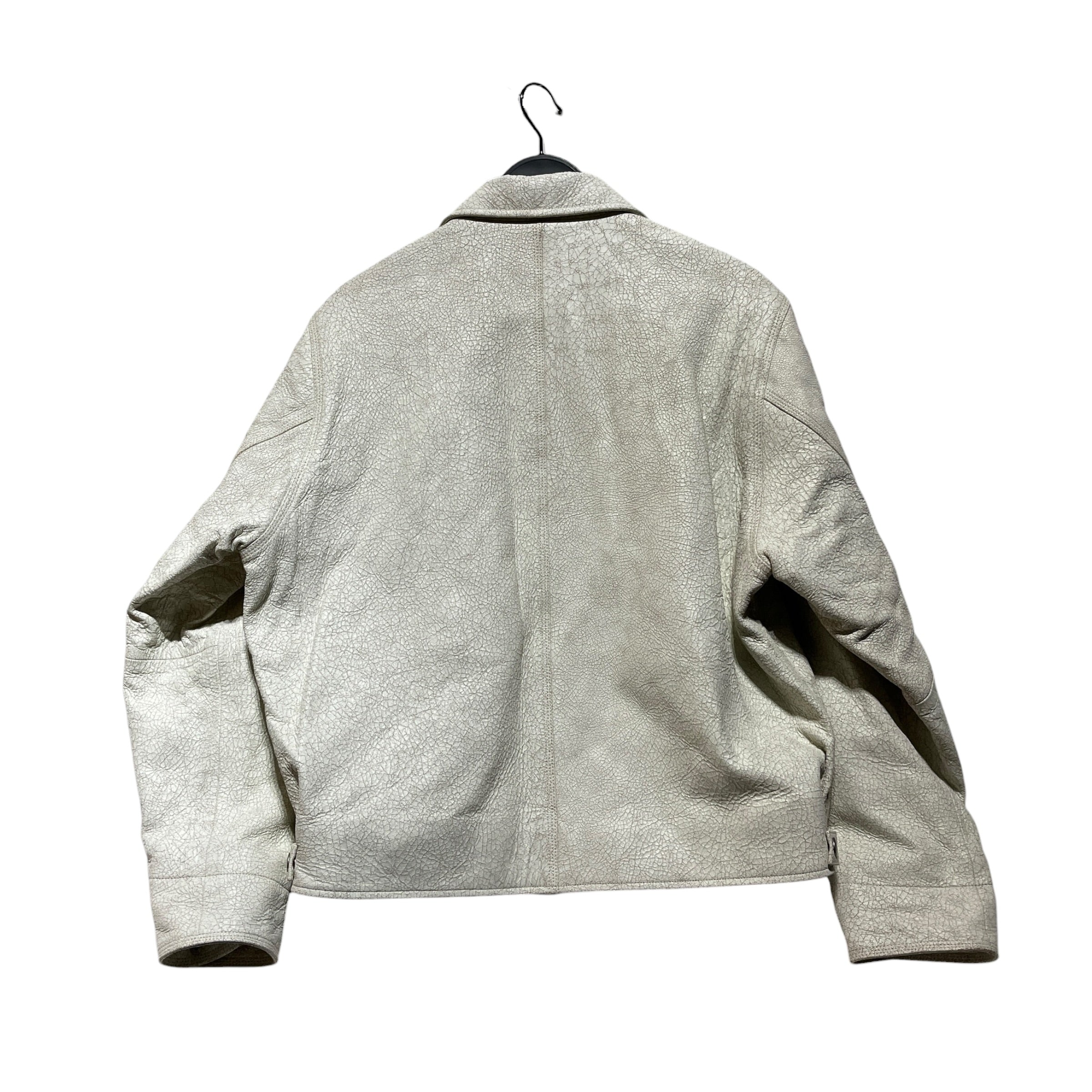 STUSSY/Leather Jkt/L/Leather/WHT/cracked garage jacket view 2