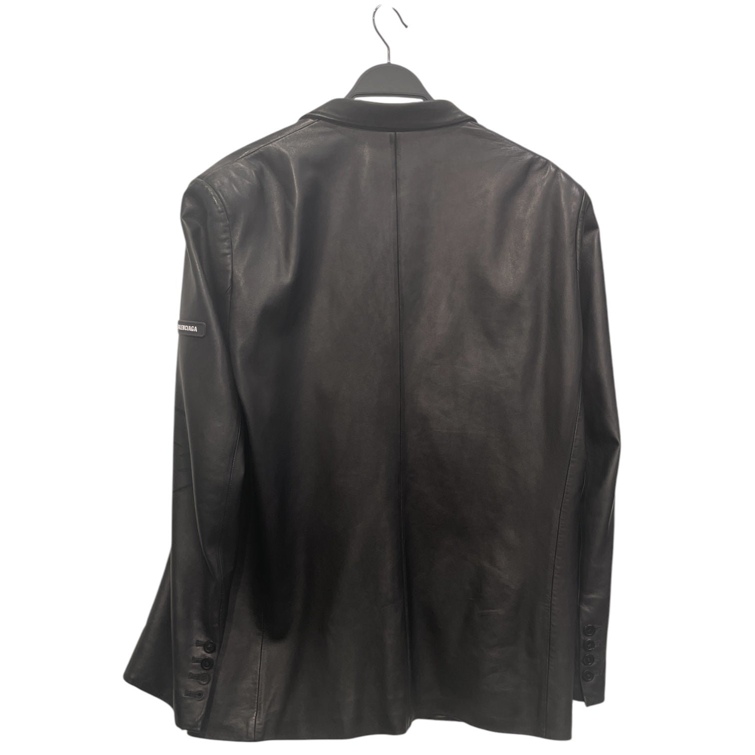 BALENCIAGA/Leather Jkt/42/Leather/BLK/LOGO PATCH LAMBSKIN BLAZER view 2