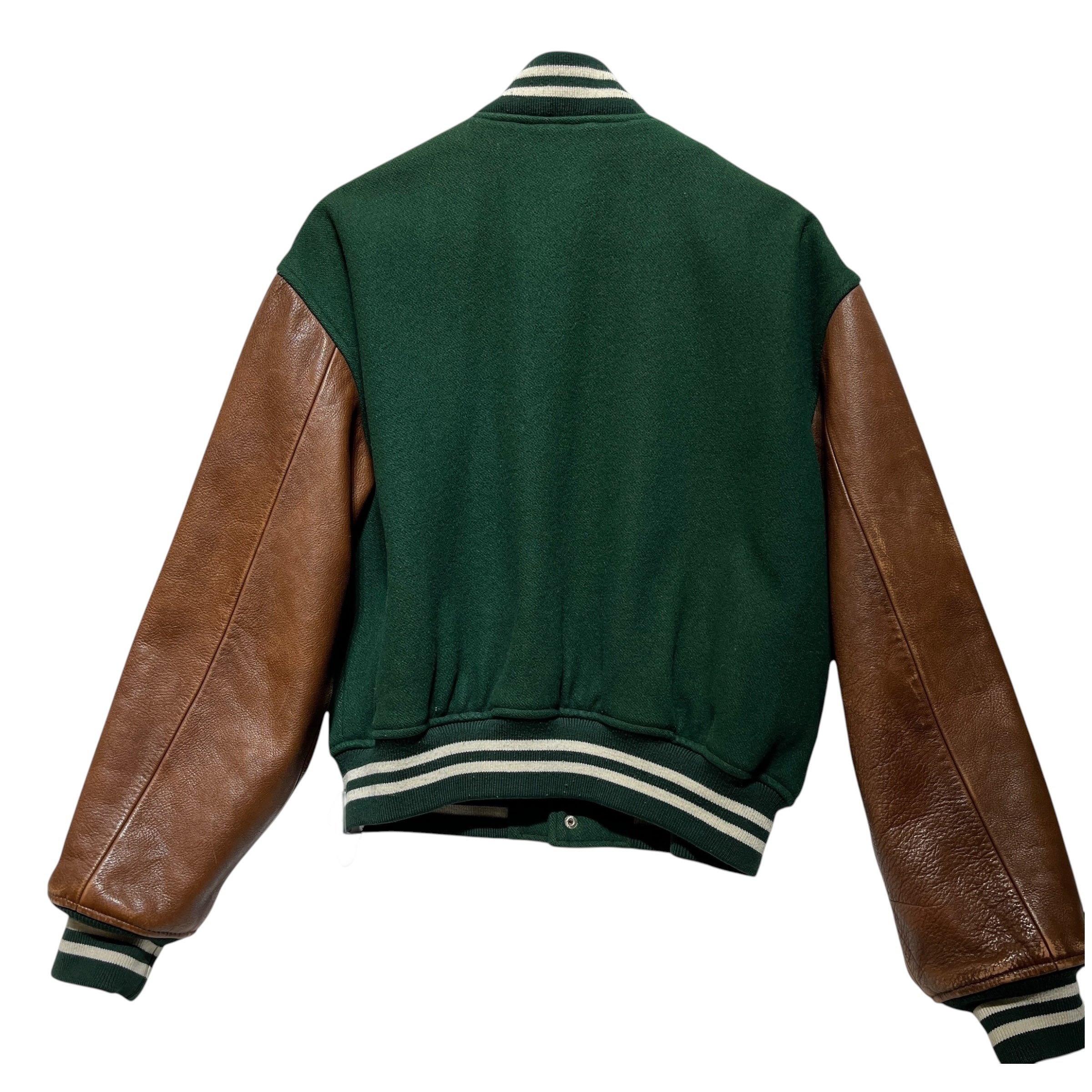 POLO RALPH LAUREN/Leather Jkt/M/Wool/GRN/varsity view 2