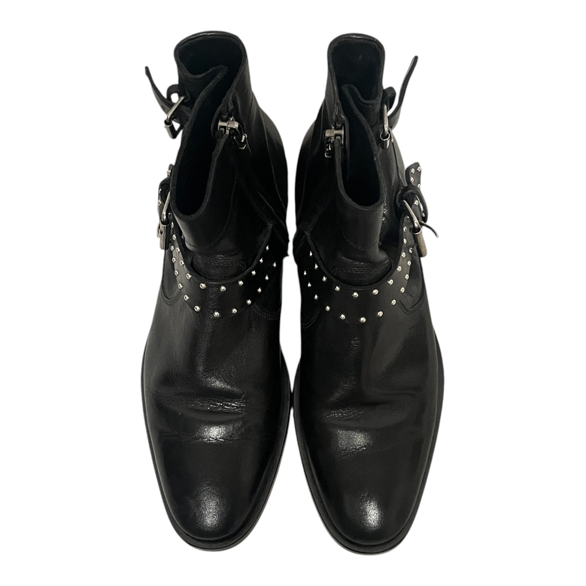 SAINT LAURENT/Ankle Boots/EU 37/Leather/BLK/STUDDED BELT DETAIL/POINT TOE view 3