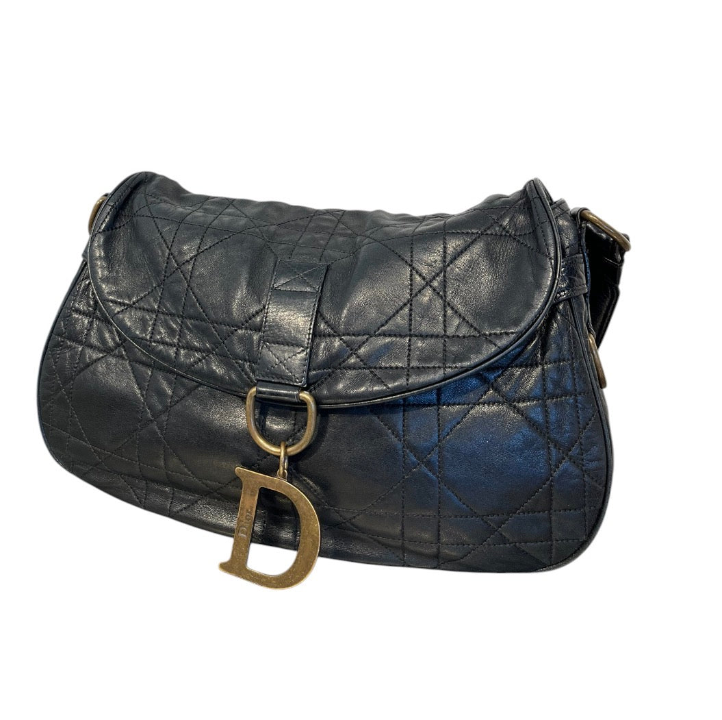 Christian Dior/Hand Bag/Leather/BLK/CANNAGE FLAP BAG view 4