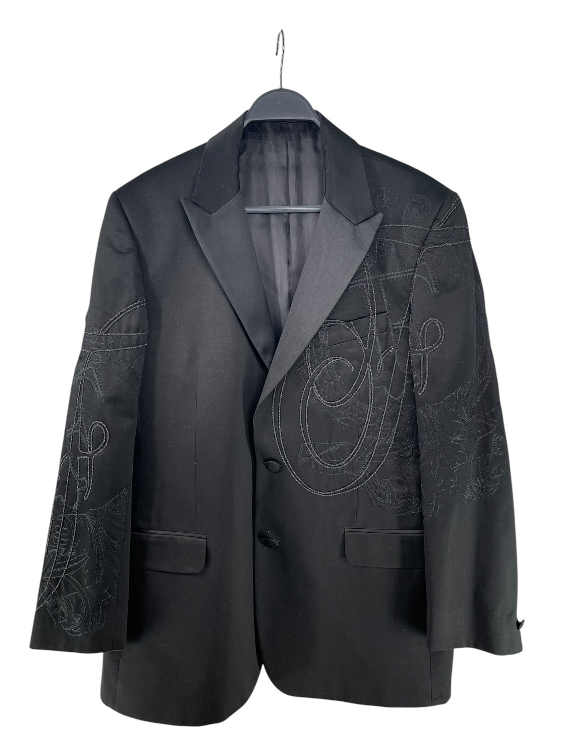 ETRO/Tailored Jkt/54/Cotton/BLK/All Over Print/EMBROIDER SLEEVES 2-BUTTON view 1