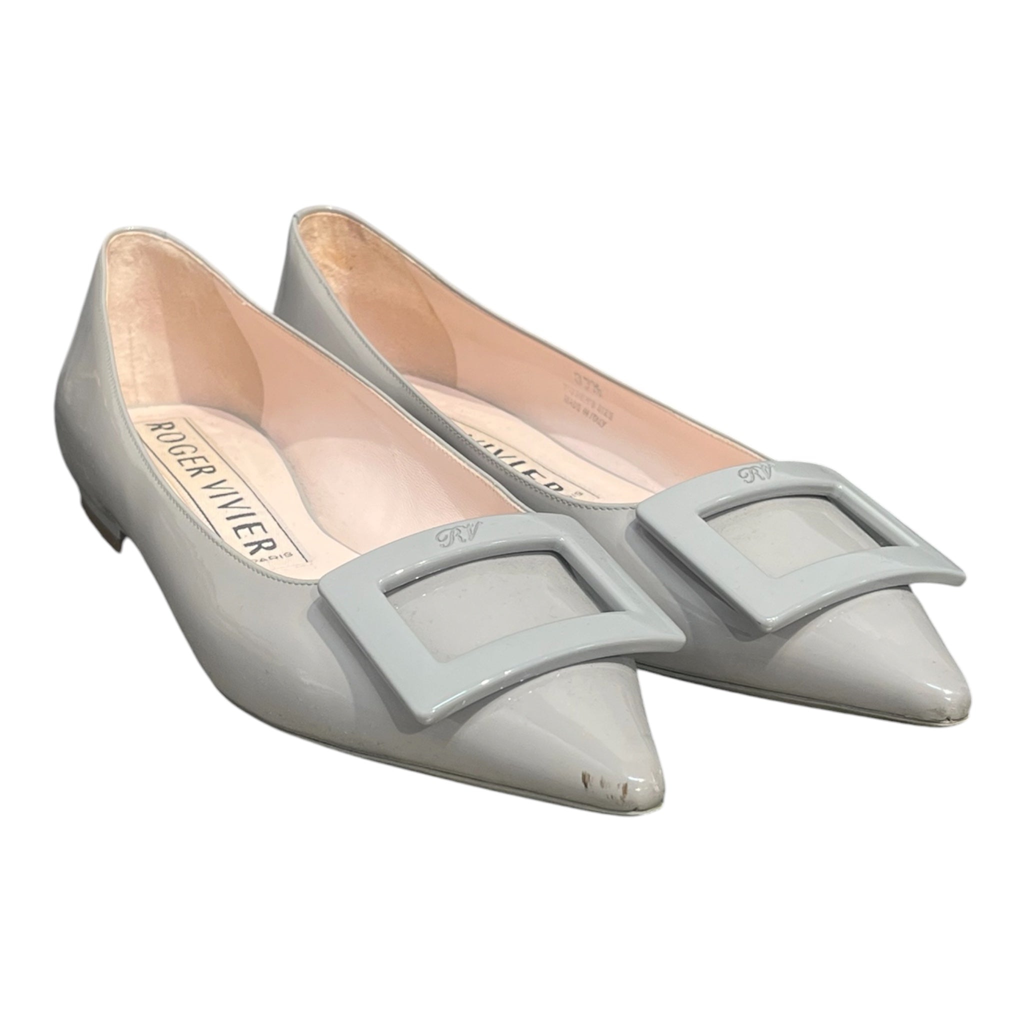 Roger Vivier/Flat Shoes/EU 37.5/Leather/SLV/POINT/ SQUARE view 1