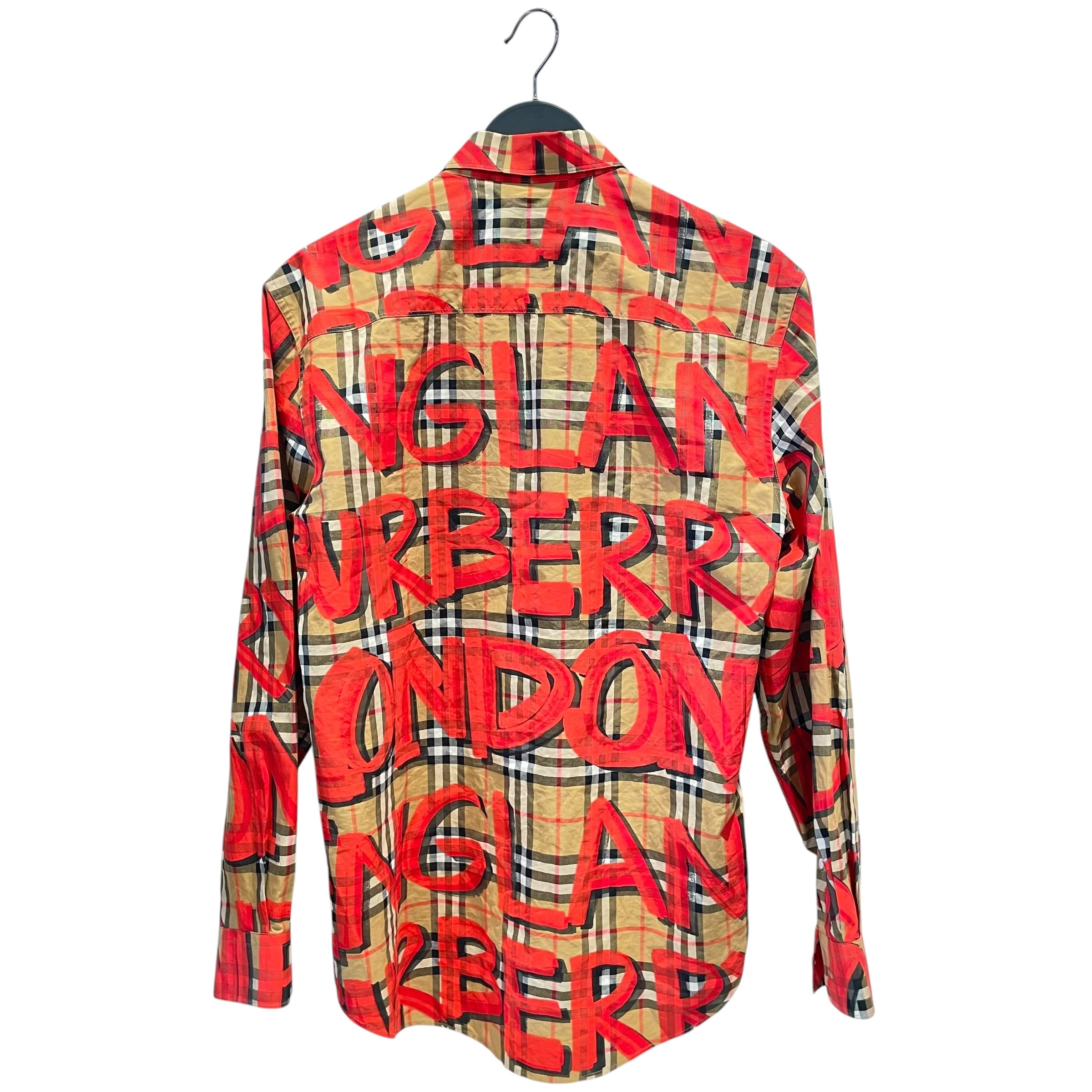 BURBERRY LONDON/LS Shirt/S/Nylon/RED/Plaid/Graffiti Check view 3